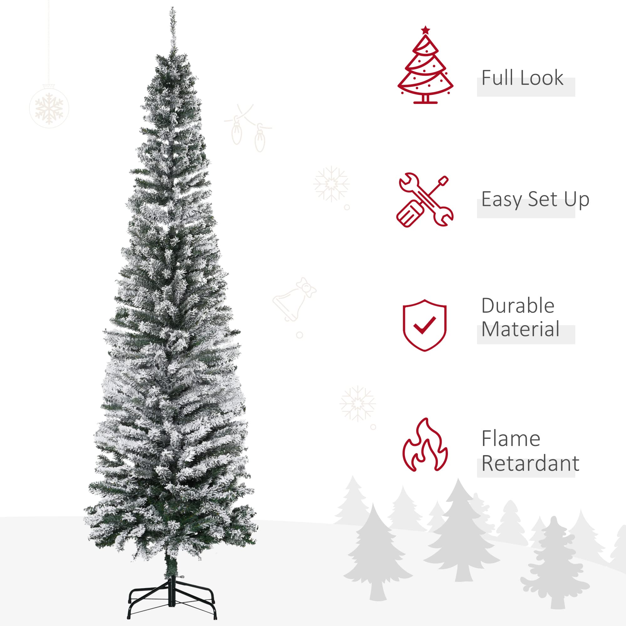 Foto 4 pulgar | Árbol De Navidad Homcom, Flocado En Nieve, 2,3 M, Con 738 Puntas, Color Verde - Venta Internacional.