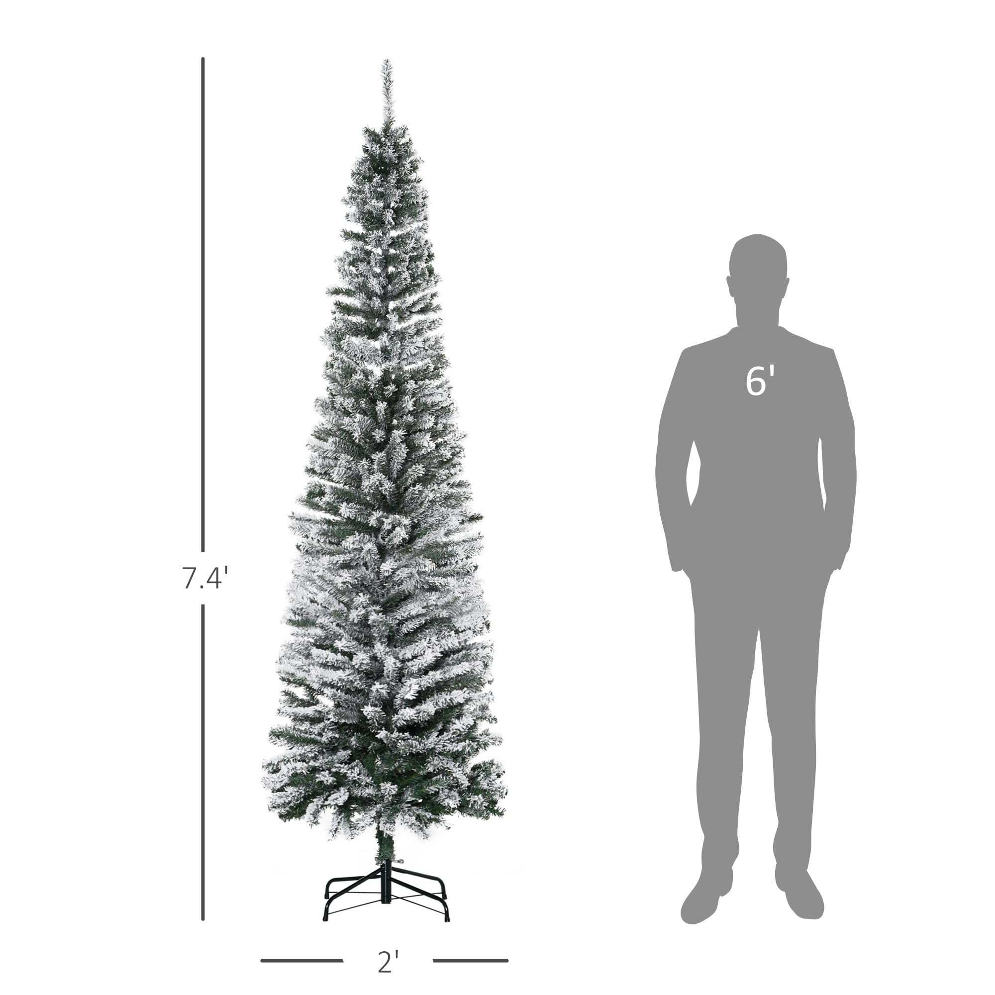 Foto 6 pulgar | Árbol De Navidad Homcom, Flocado En Nieve, 2,3 M, Con 738 Puntas, Color Verde - Venta Internacional.