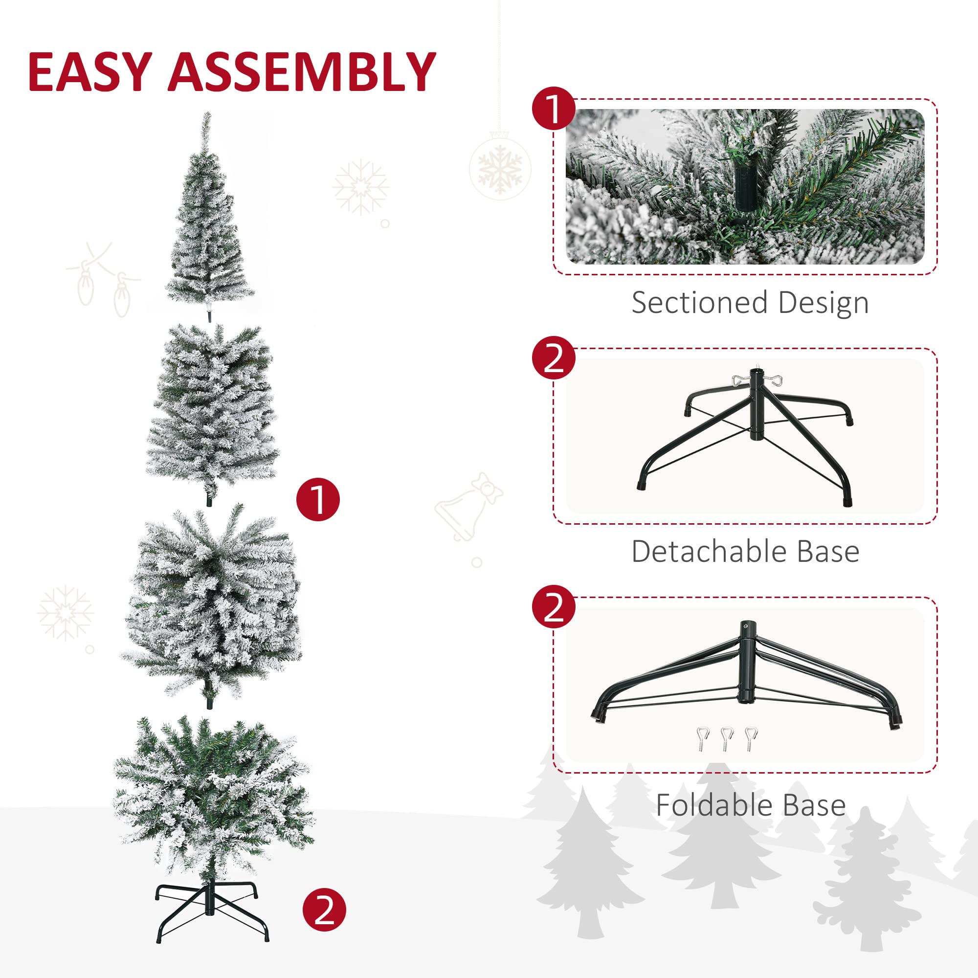 Foto 7 pulgar | Árbol De Navidad Homcom, Flocado En Nieve, 2,3 M, Con 738 Puntas, Color Verde - Venta Internacional.
