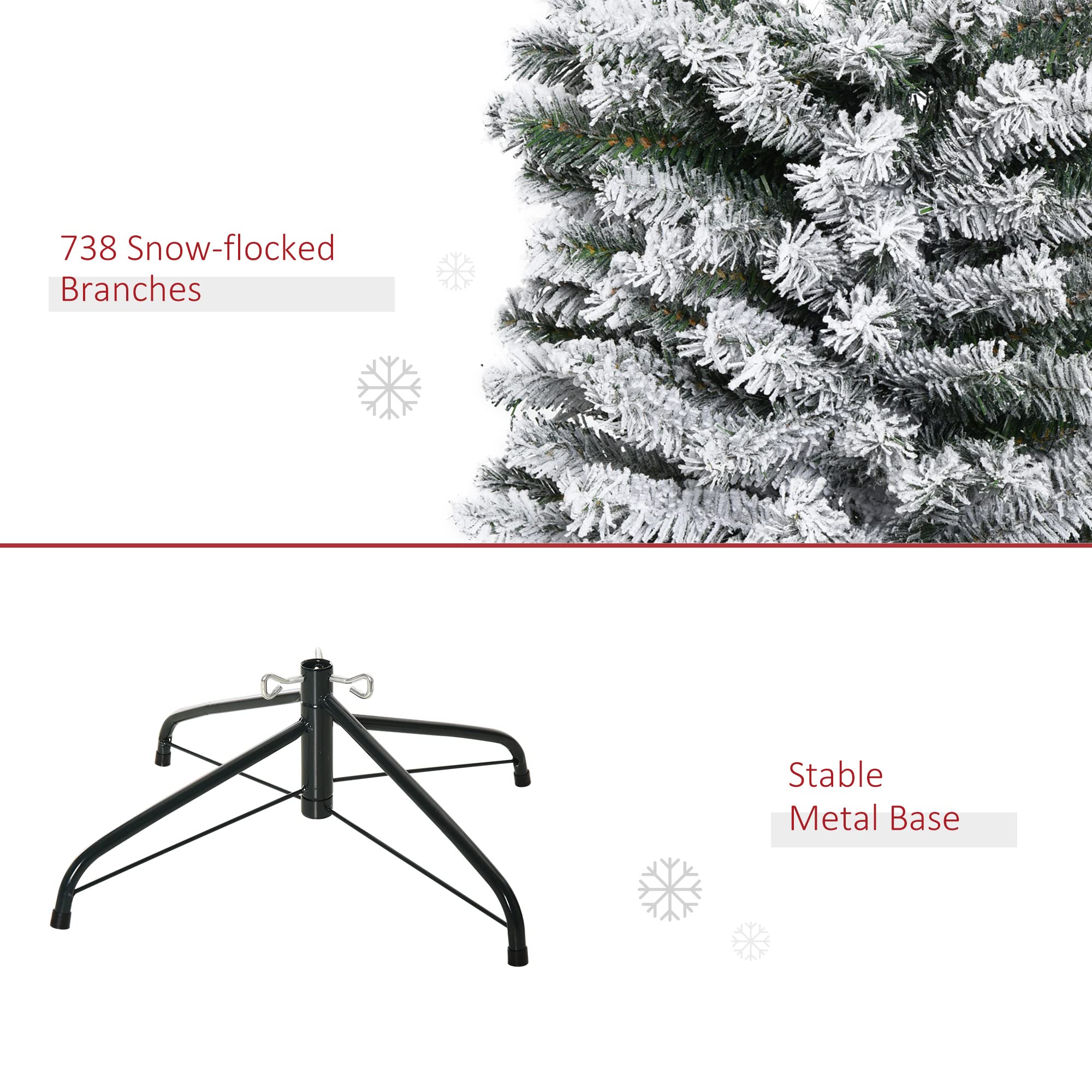 Foto 8 pulgar | Árbol De Navidad Homcom, Flocado En Nieve, 2,3 M, Con 738 Puntas, Color Verde - Venta Internacional.