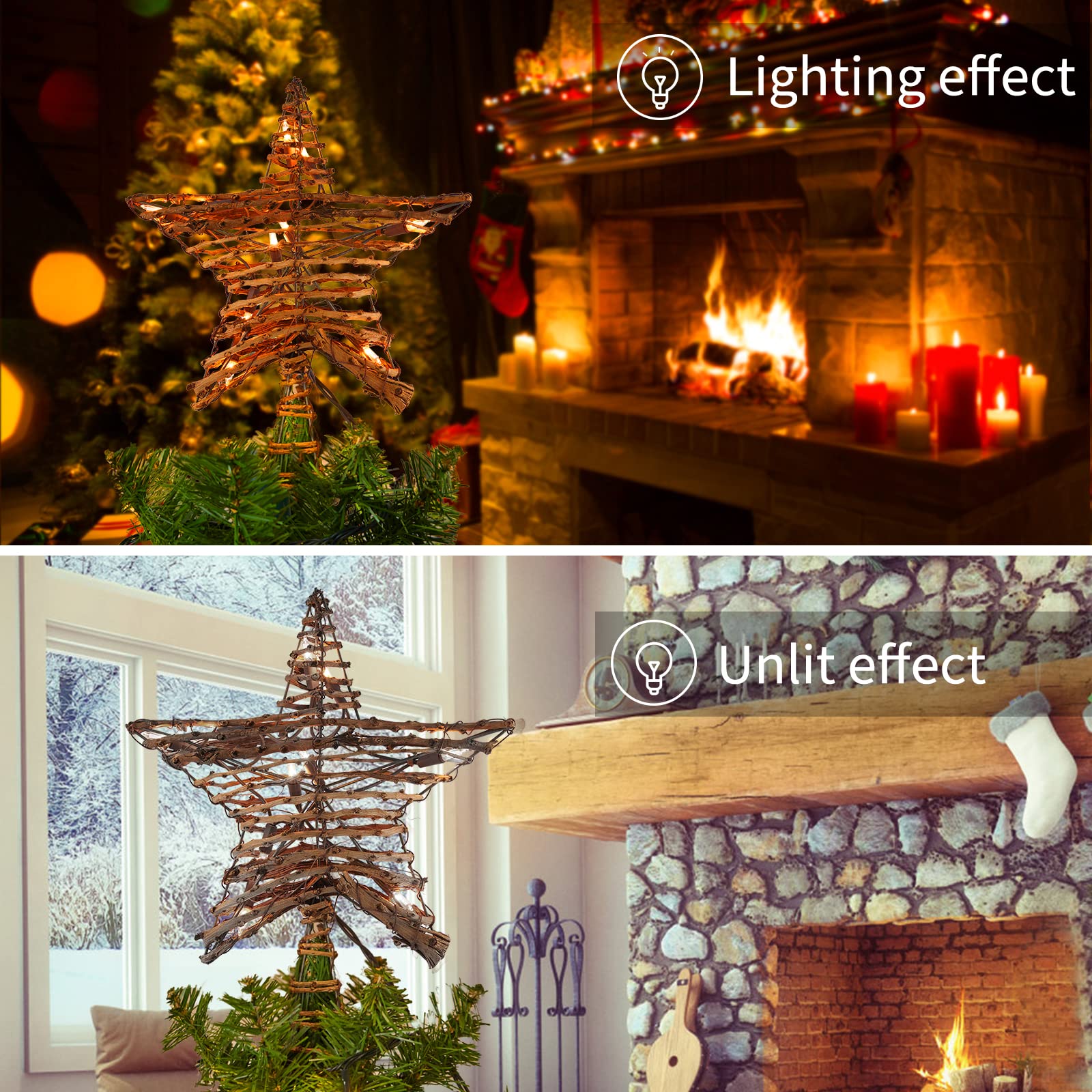 Foto 4 | Decoración De Ratán Brightown 3d Con Forma De Estrella De Navidad Con Luces - Venta Internacional.