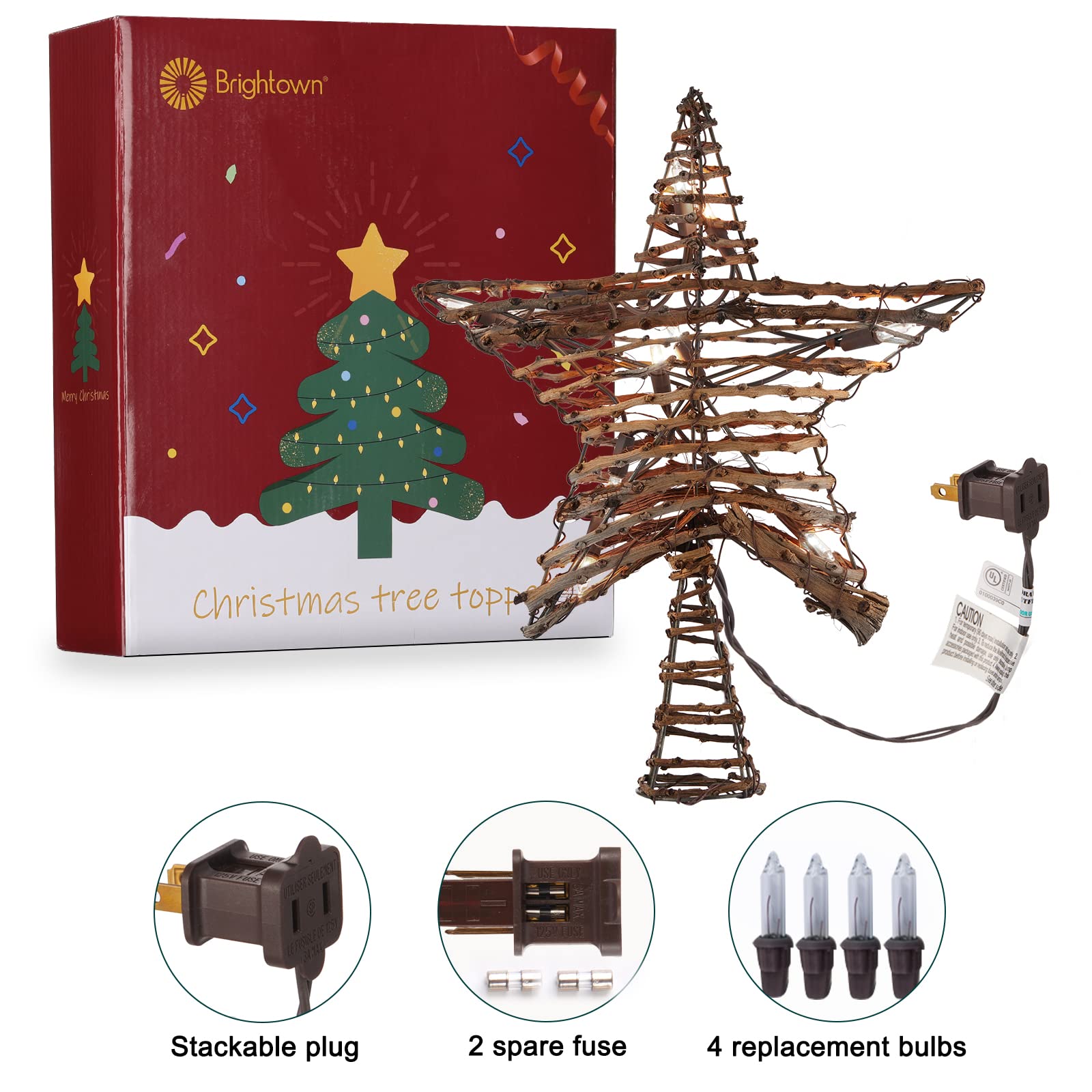 Foto 7 pulgar | Decoración De Ratán Brightown 3d Con Forma De Estrella De Navidad Con Luces - Venta Internacional.