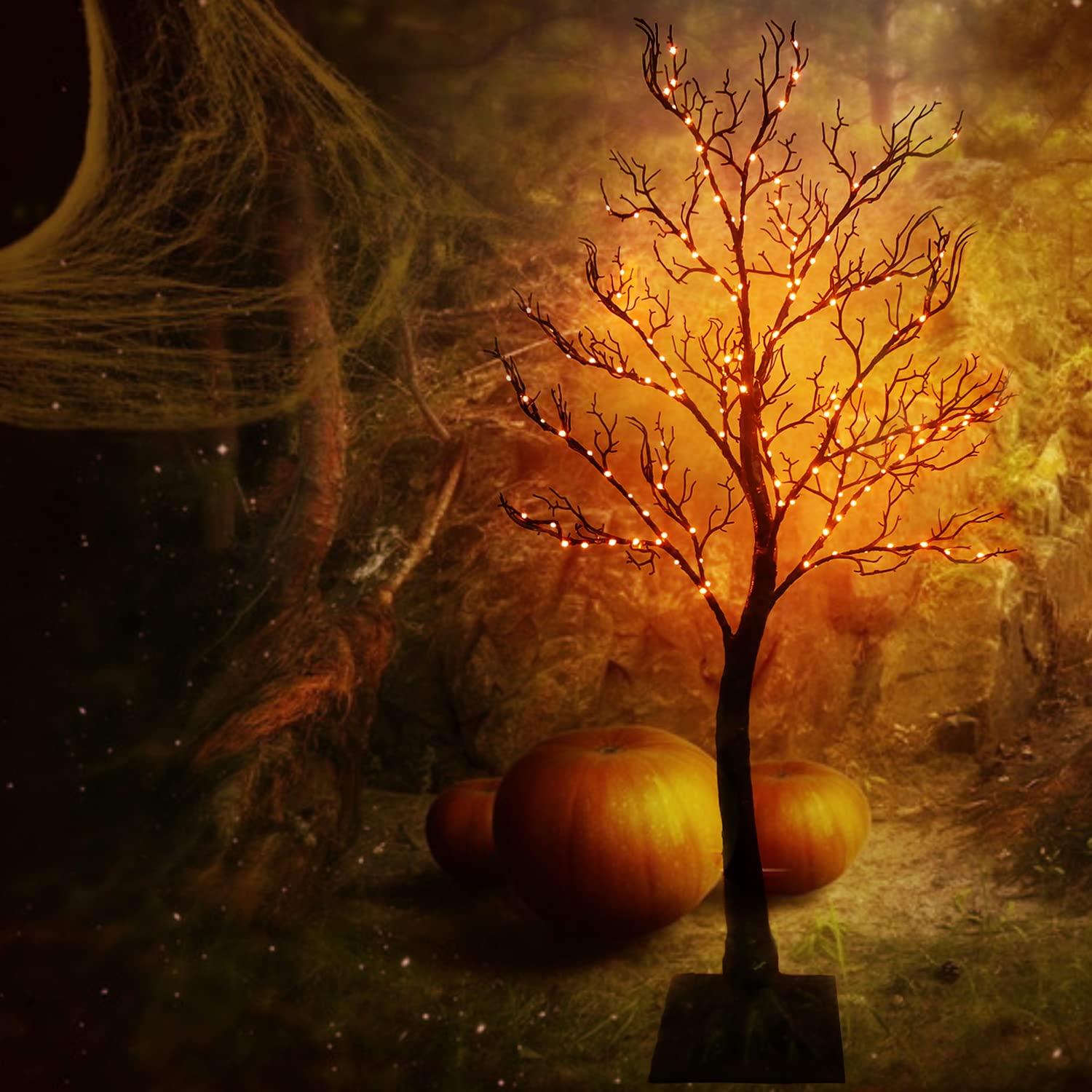 Foto 7 pulgar | Halloween Tree Fudios Iluminado En Negro Con 150 Led Naranjas De 4 Pies - Venta Internacional.