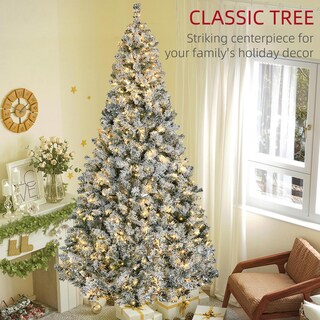 Foto 3 | Árbol De Navidad Homcom De 9 Pies Con Ramas Cubiertas De Nieve De 1868 Y 600 Led - Venta Internacional.