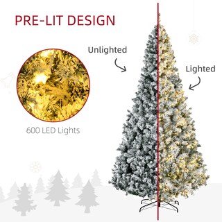 Foto 4 | Árbol De Navidad Homcom De 9 Pies Con Ramas Cubiertas De Nieve De 1868 Y 600 Led - Venta Internacional.