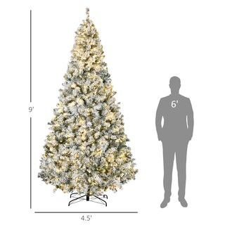 Foto 5 | Árbol De Navidad Homcom De 9 Pies Con Ramas Cubiertas De Nieve De 1868 Y 600 Led - Venta Internacional.