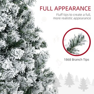 Foto 6 | Árbol De Navidad Homcom De 9 Pies Con Ramas Cubiertas De Nieve De 1868 Y 600 Led - Venta Internacional.