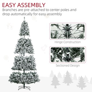 Foto 7 | Árbol De Navidad Homcom De 9 Pies Con Ramas Cubiertas De Nieve De 1868 Y 600 Led - Venta Internacional.