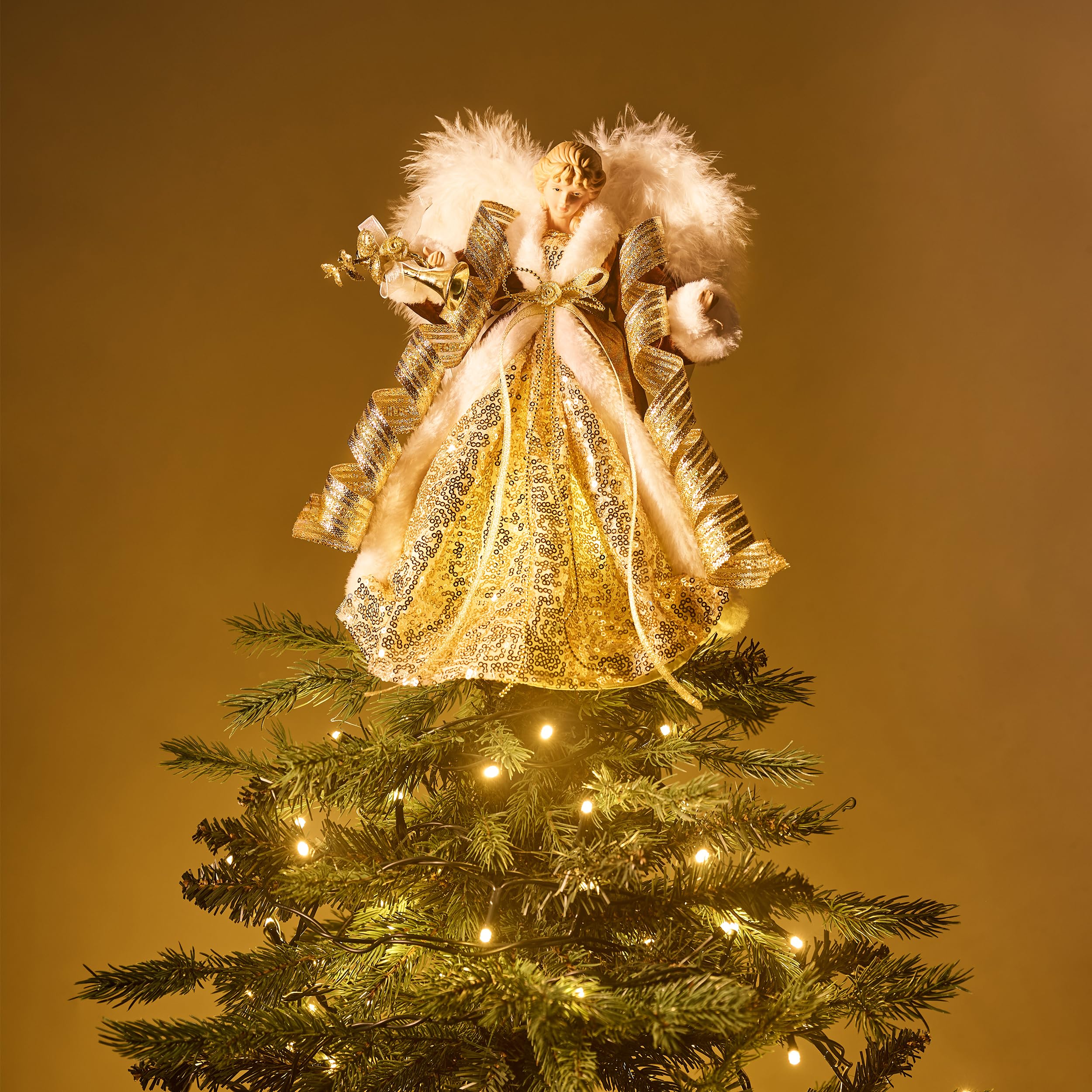 Foto 2 | Decoración Para Árbol De Navidad Valery Madelyn Con Forma De Ángel Iluminado, 30 Cm - Venta Internacional.