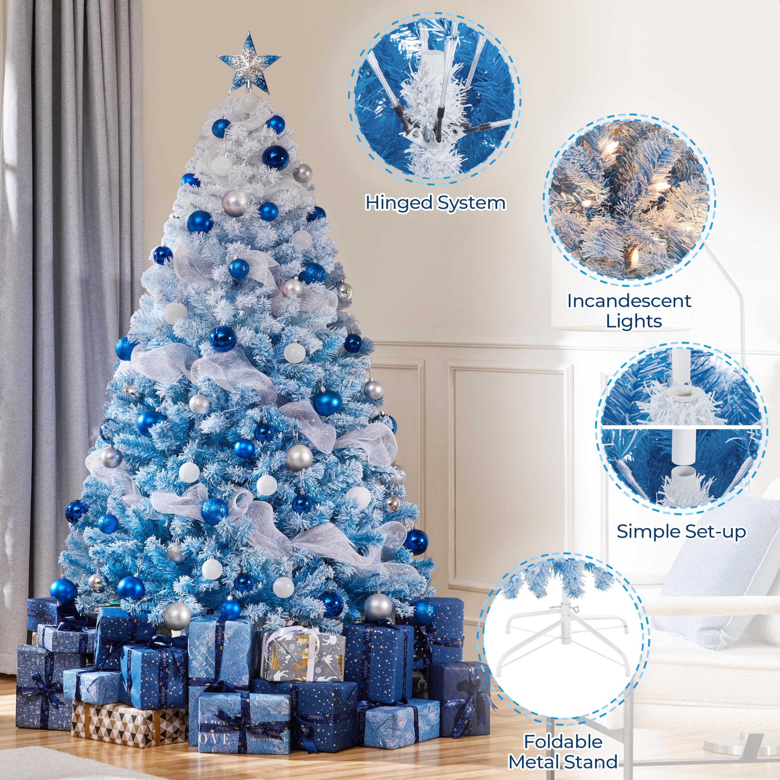Foto 5 pulgar | Árbol De Navidad Yaheetech Artificial Preiluminado De 6 Pies Con 250 Luces - Venta Internacional.