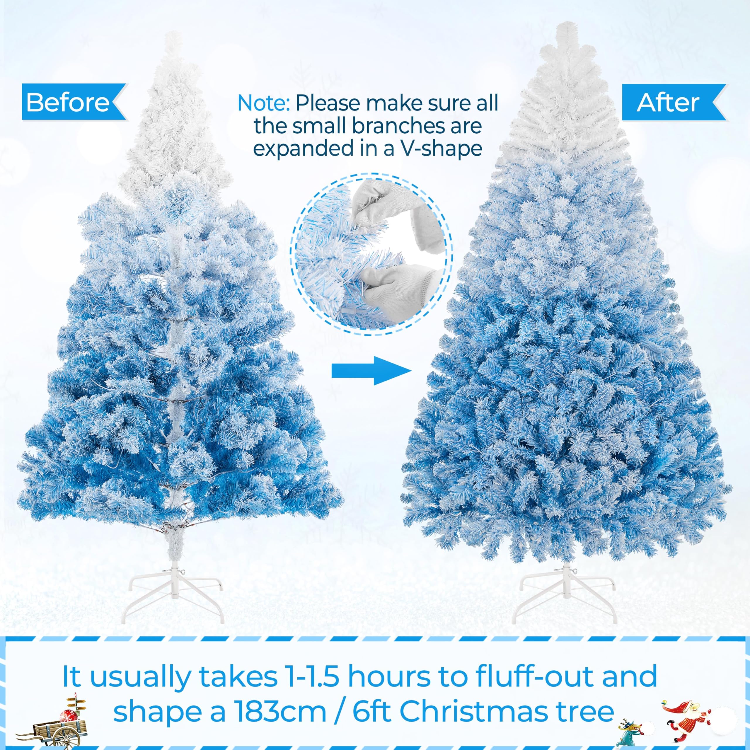 Foto 6 | Árbol De Navidad Yaheetech Artificial Preiluminado De 6 Pies Con 250 Luces - Venta Internacional.