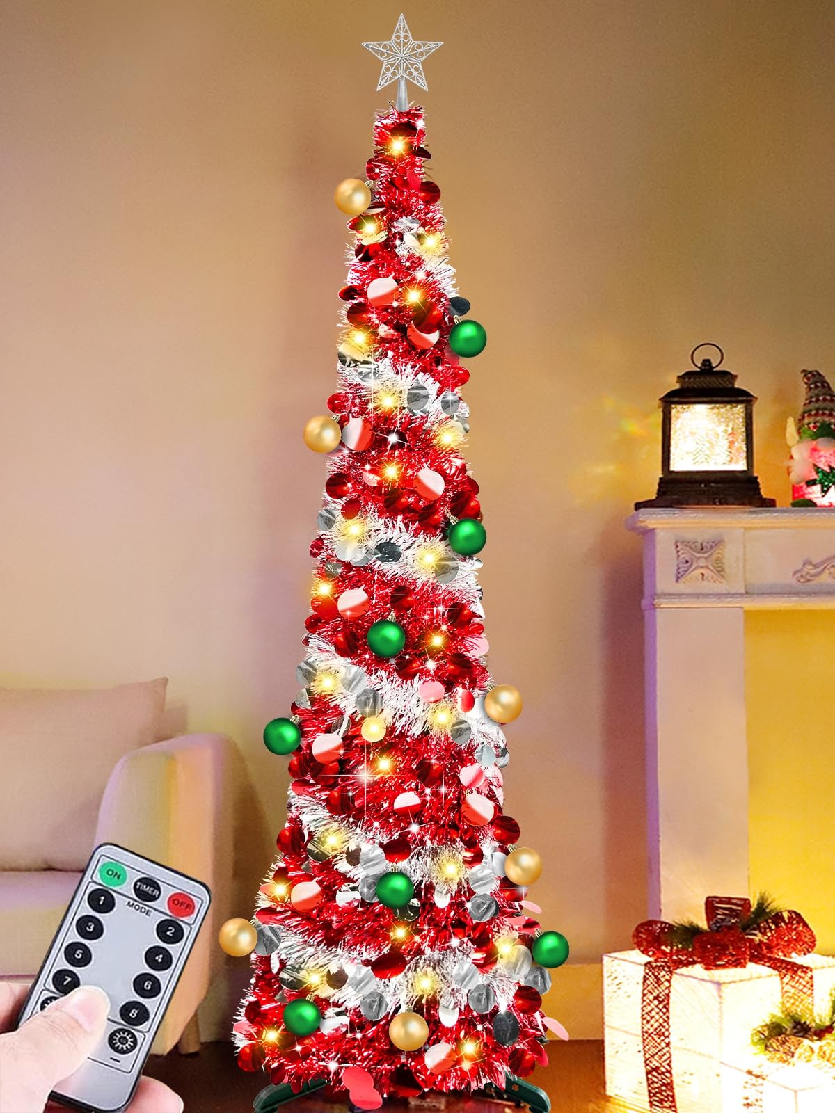 Foto 5 | [árbol De Navidad] Turnmeon, Delgado, Iluminado, De 6 Pies, Con 100 Luces Y Estrella - Venta Internacional.