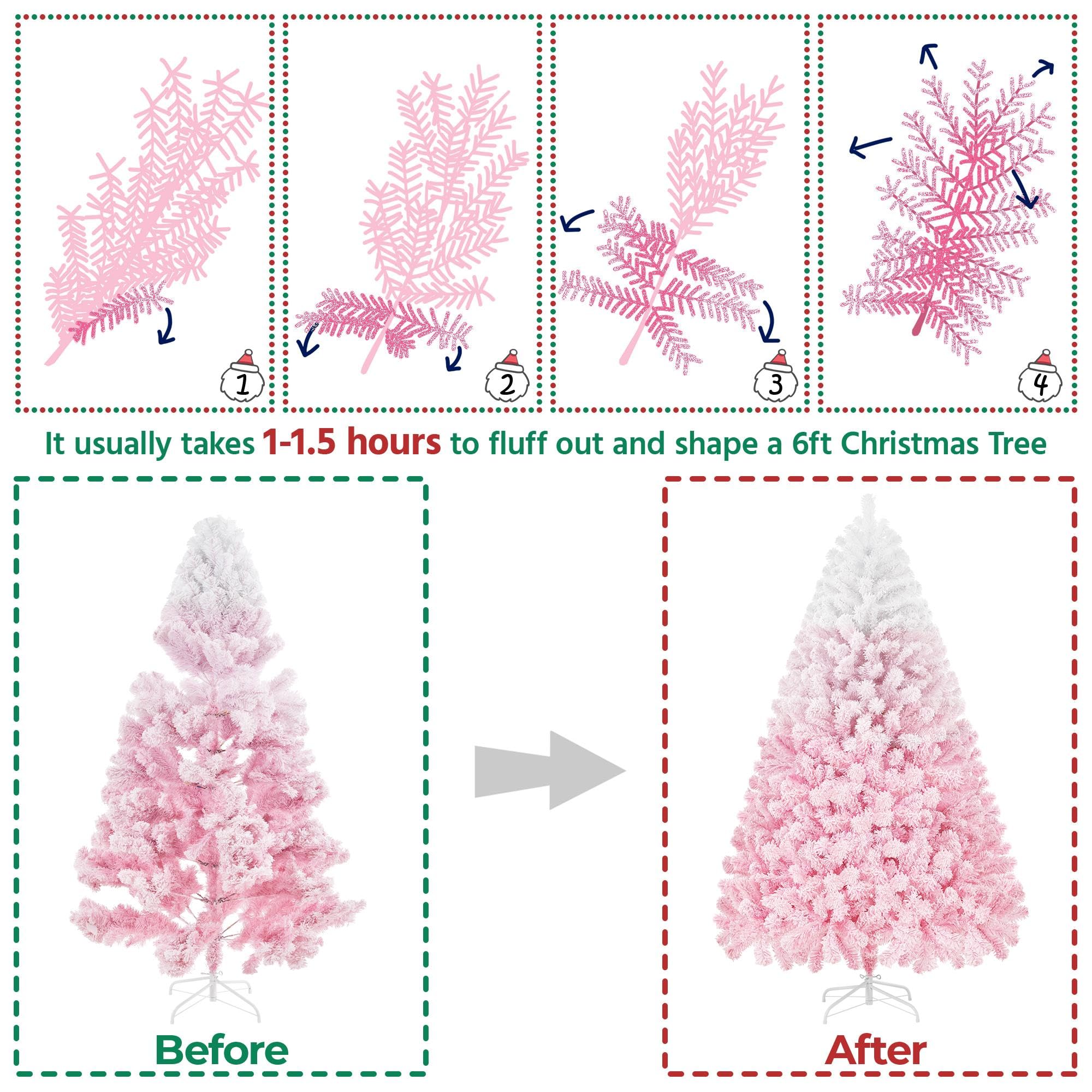 Foto 7 pulgar | Árbol De Navidad Yaheetech De 6 Pies Con Nieve, Degradado - Venta Internacional.