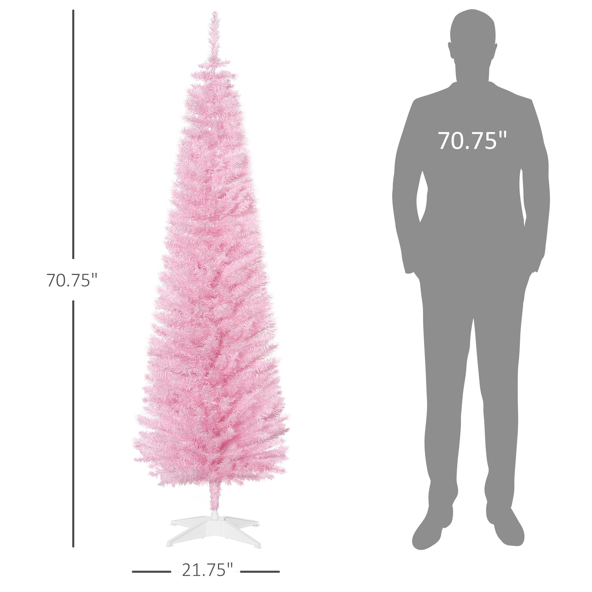 Foto 6 pulgar | Lápiz Artificial Christmas Tree Homcom De 180 Cm (6 Pies), Color Rosa Con 390 Puntas - Venta Internacional.