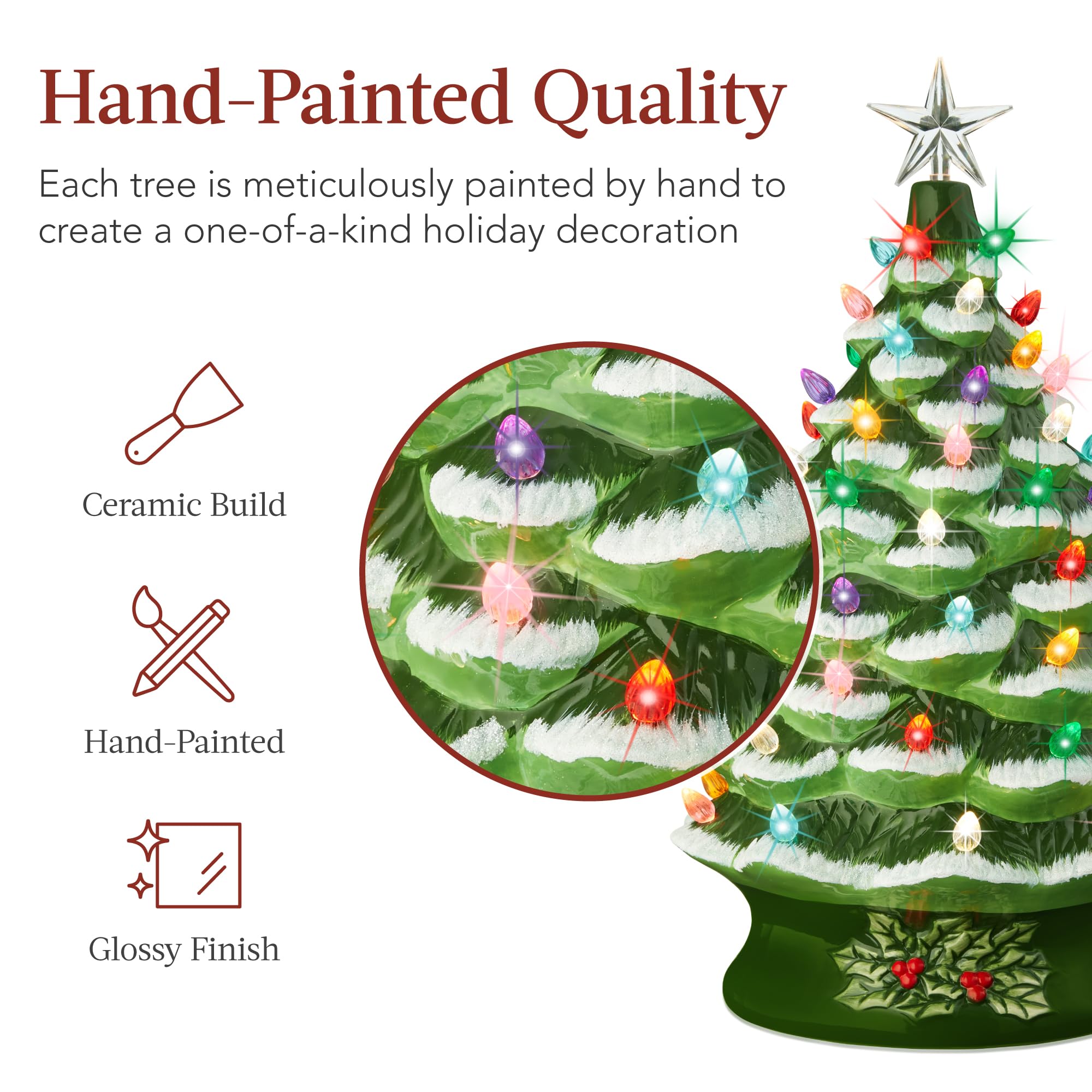 Foto 3 pulgar | Árbol De Navidad De Cerámica Best Choice Products De 24 Pulgadas Con 74 Bombillas - Venta Internacional.