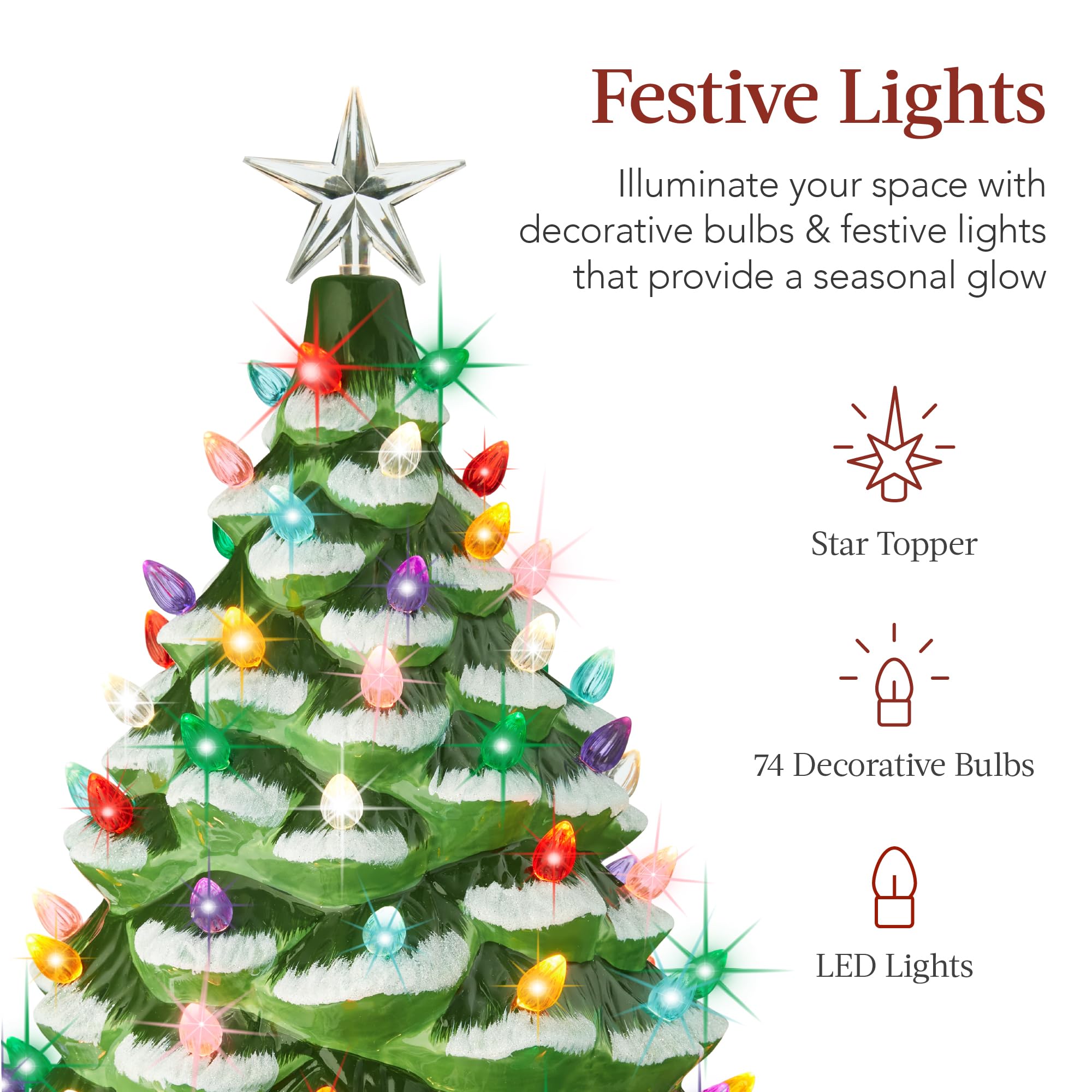 Foto 4 pulgar | Árbol De Navidad De Cerámica Best Choice Products De 24 Pulgadas Con 74 Bombillas - Venta Internacional.
