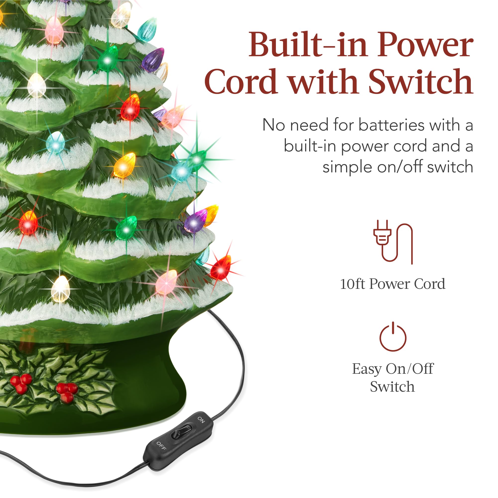 Foto 5 pulgar | Árbol De Navidad De Cerámica Best Choice Products De 24 Pulgadas Con 74 Bombillas - Venta Internacional.