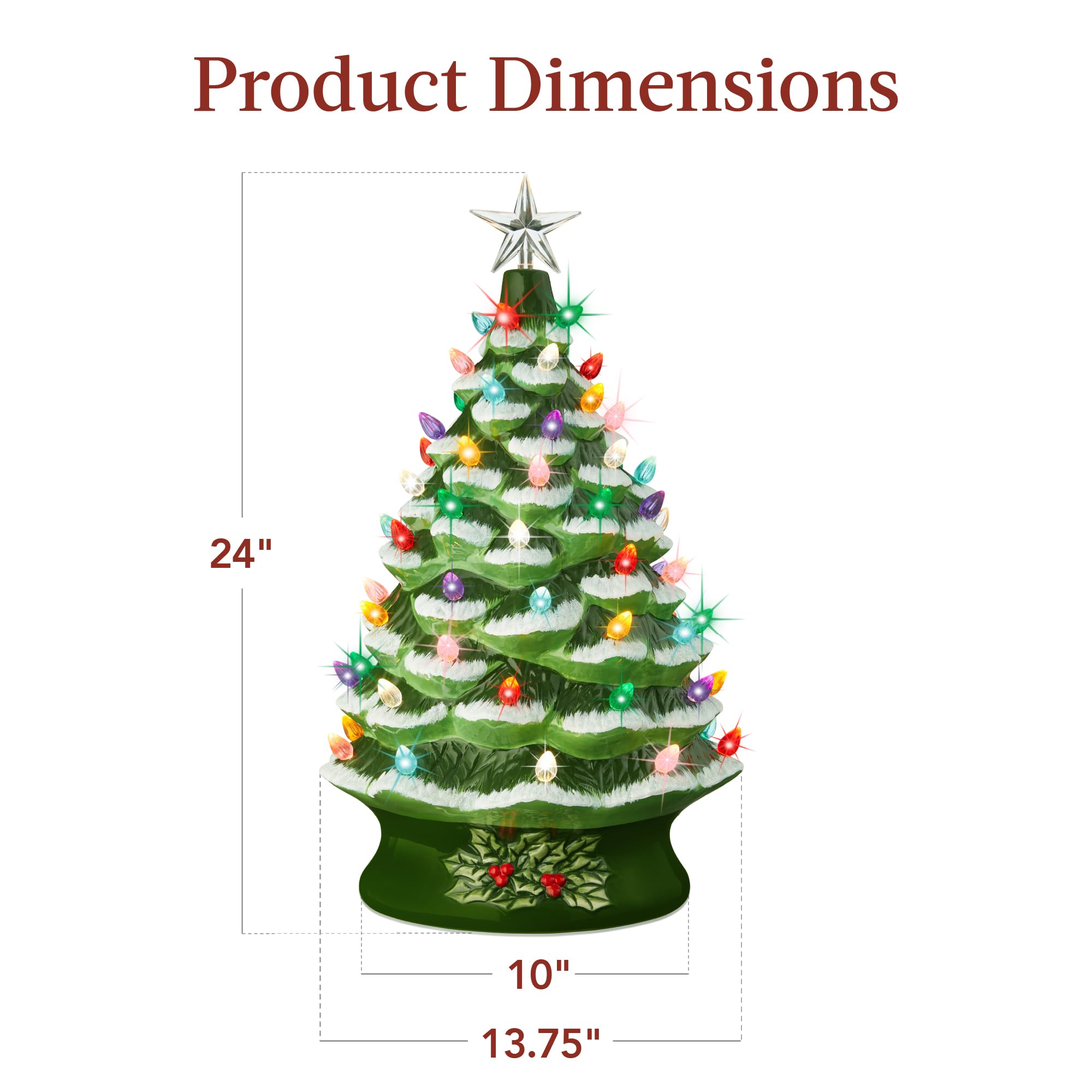 Foto 8 pulgar | Árbol De Navidad De Cerámica Best Choice Products De 24 Pulgadas Con 74 Bombillas - Venta Internacional.