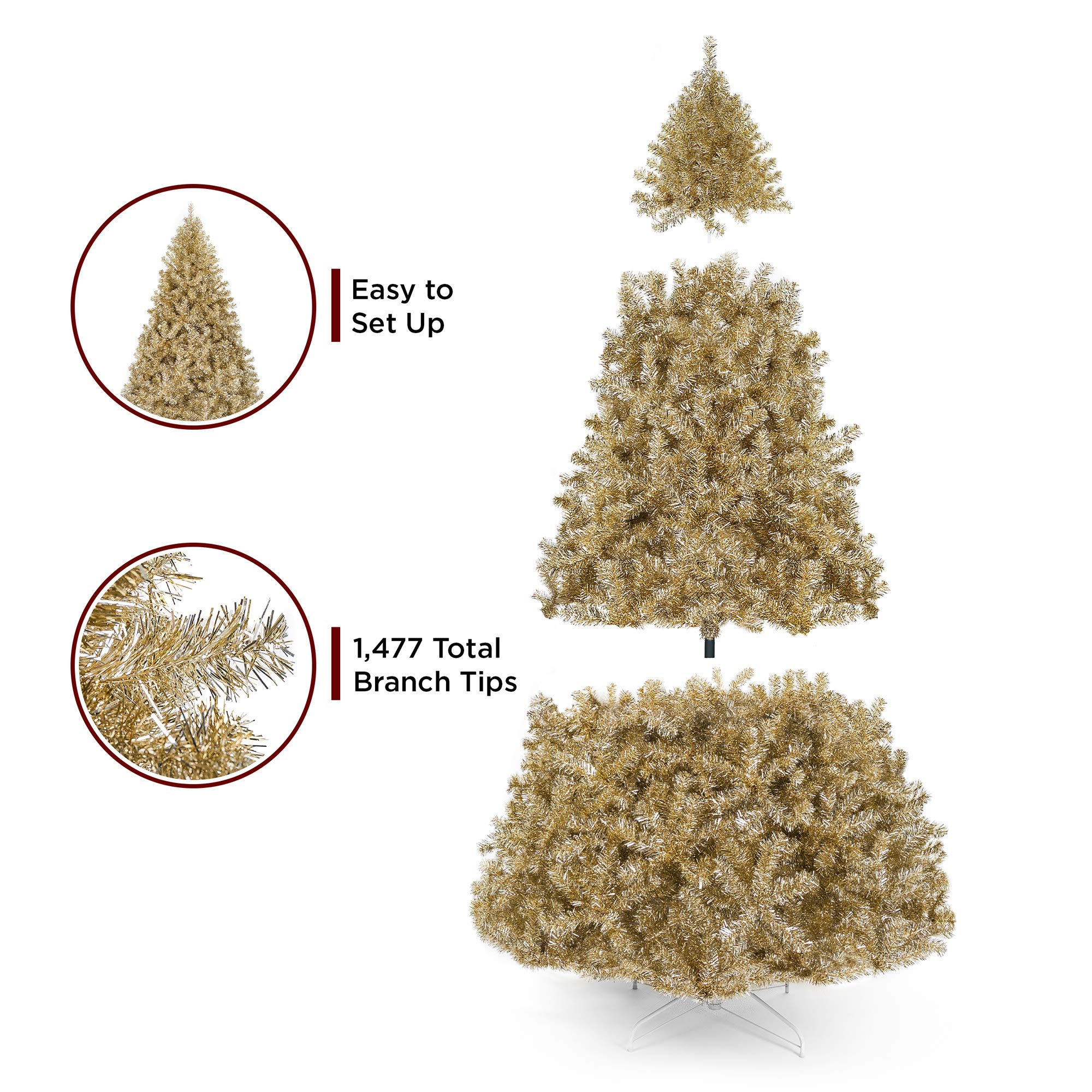 Foto 5 pulgar | Árbol De Navidad Artificial Best Choice De 6 Pies Con 1477 Puntas - Venta Internacional.