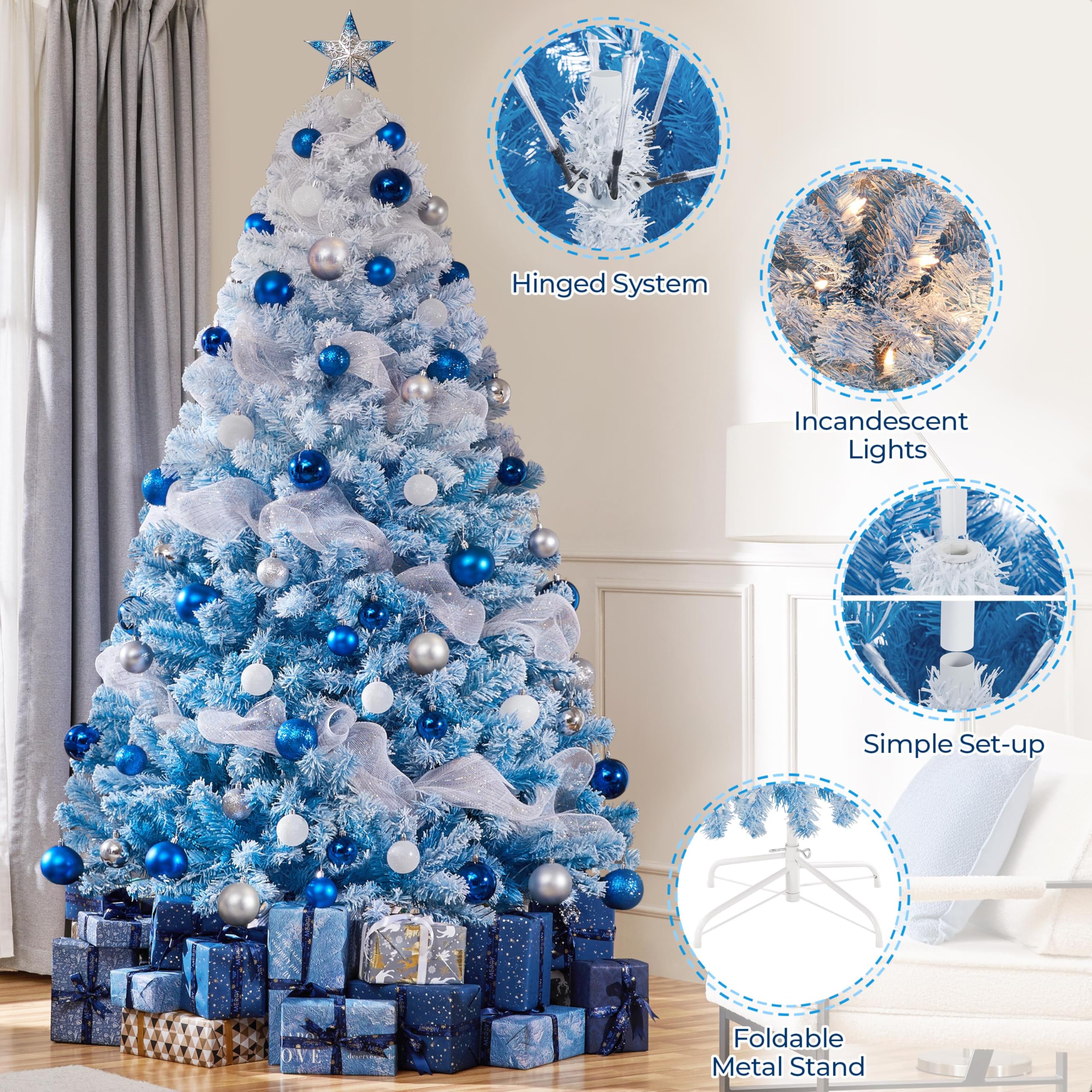 Foto 4 | Árbol De Navidad Yaheetech De 2,28 M Con 550 Luces Blancas Cálidas - Venta Internacional.