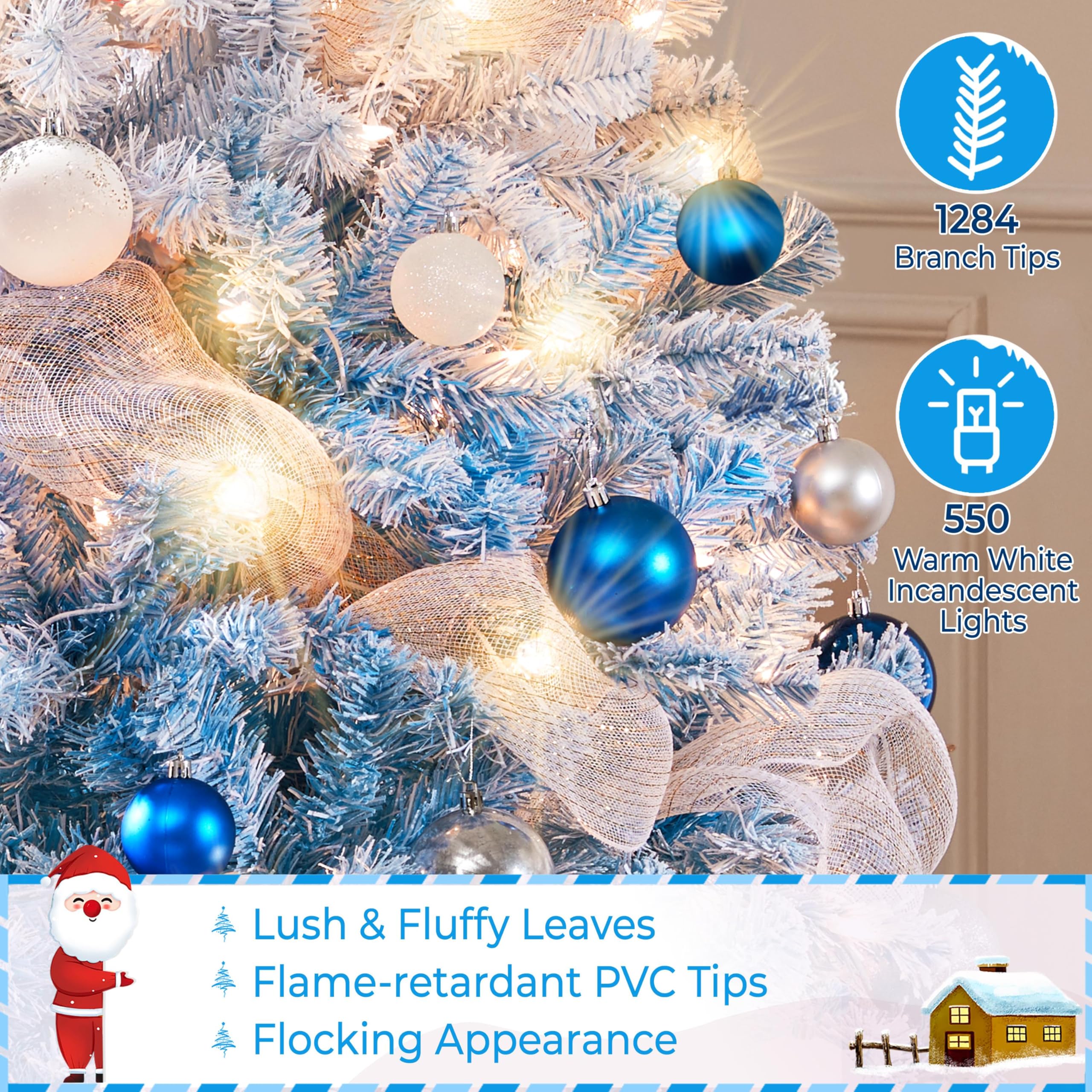 Foto 5 | Árbol De Navidad Yaheetech De 2,28 M Con 550 Luces Blancas Cálidas - Venta Internacional.