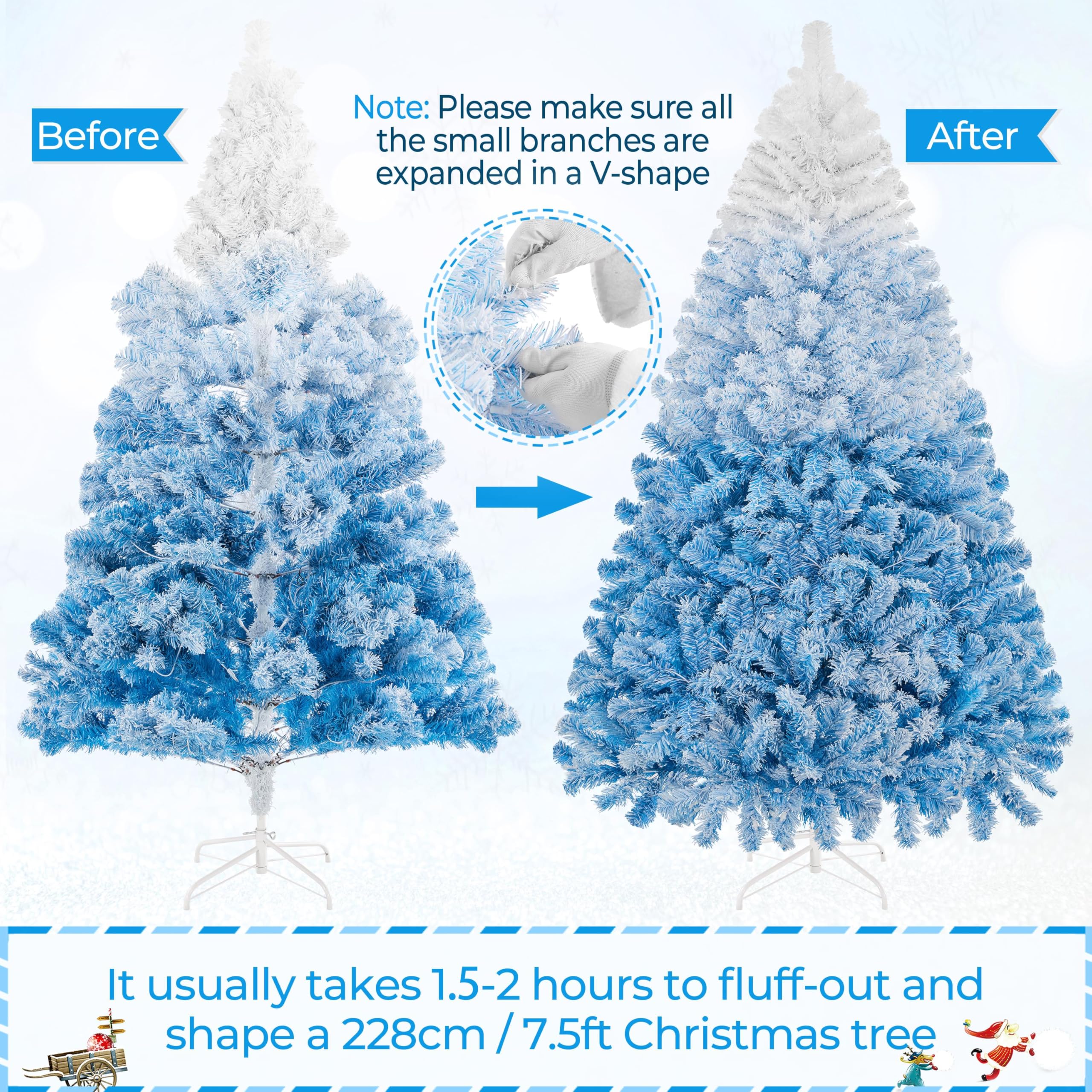 Foto 7 pulgar | Árbol De Navidad Yaheetech De 2,28 M Con 550 Luces Blancas Cálidas - Venta Internacional.