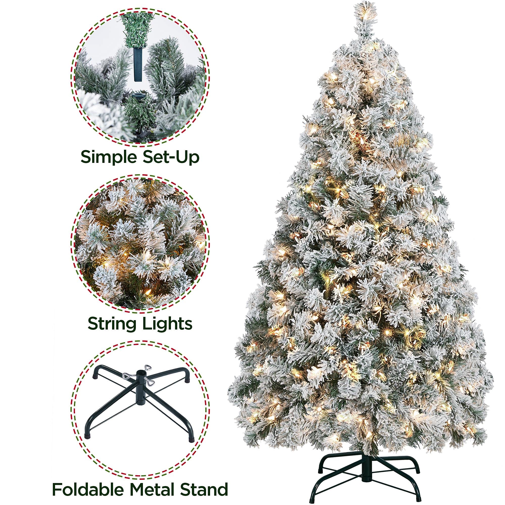 Foto 5 pulgar | Árbol De Navidad Yaheetech De 1,4 M Con 150 Luces Blancas Cálidas Y Soporte - Venta Internacional.