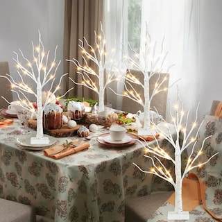 Foto 7 | Árbol De Navidad Peiduo De 60 Cm Con Luces Led De Abedul Blanco, Paquete De 4 - Venta Internacional.