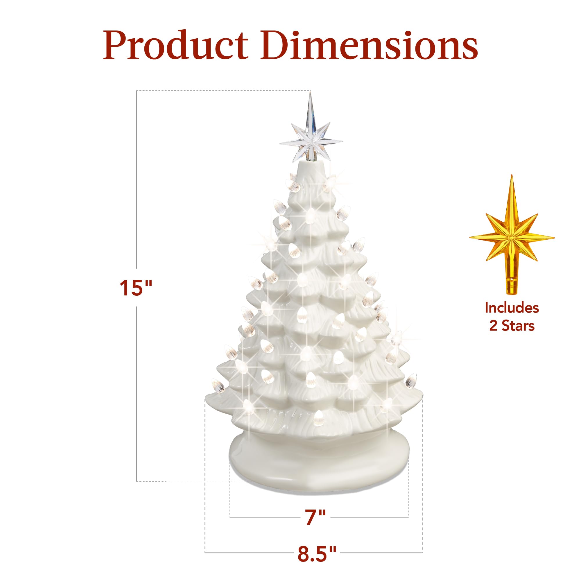 Foto 7 | Árbol De Navidad De Cerámica Best Choice, 15 Cm, Preiluminado Con 2 Estrellas - Venta Internacional.