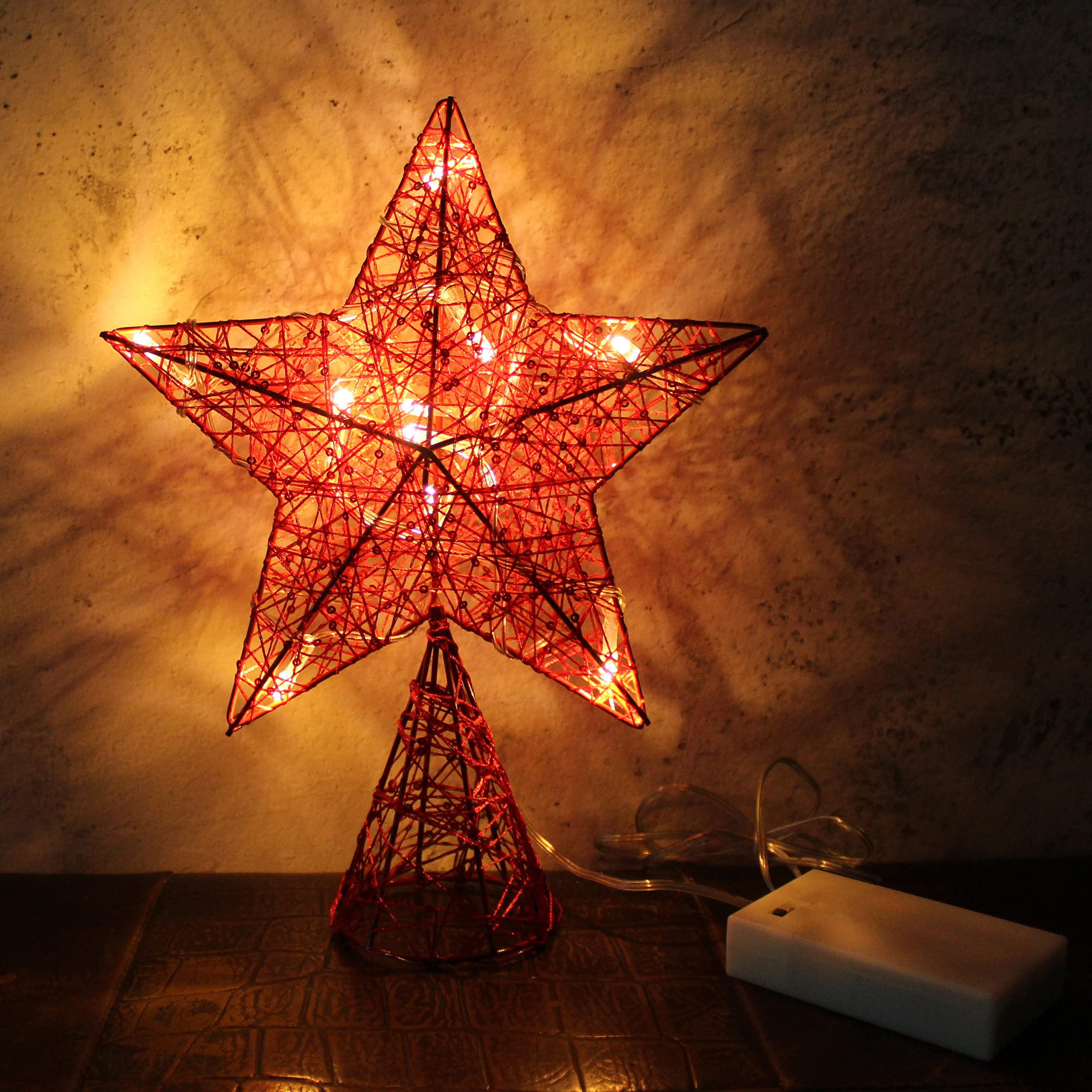 Foto 2 | Decoración Para Árbol De Navidad Cvhomedeco Red Star Con Luces Led - Venta Internacional.