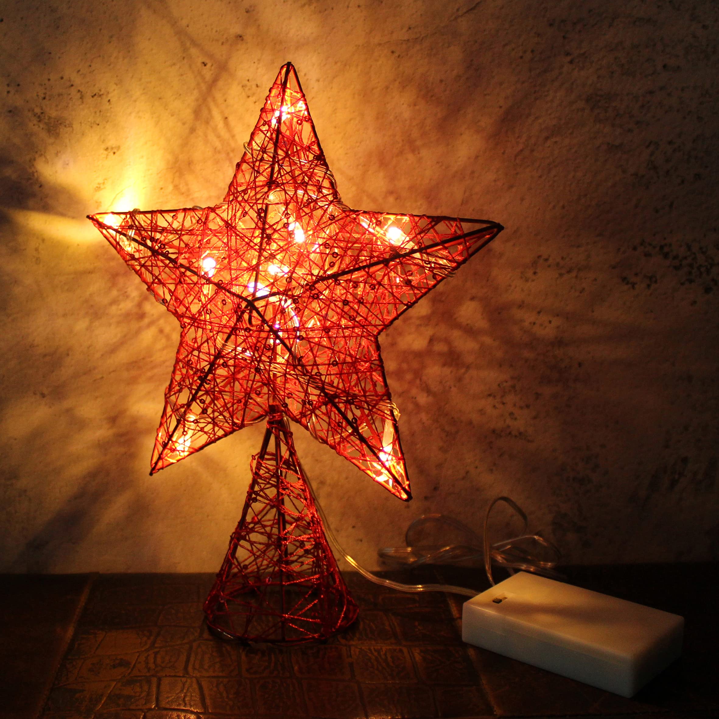 Foto 4 pulgar | Decoración Para Árbol De Navidad Cvhomedeco Red Star Con Luces Led - Venta Internacional.