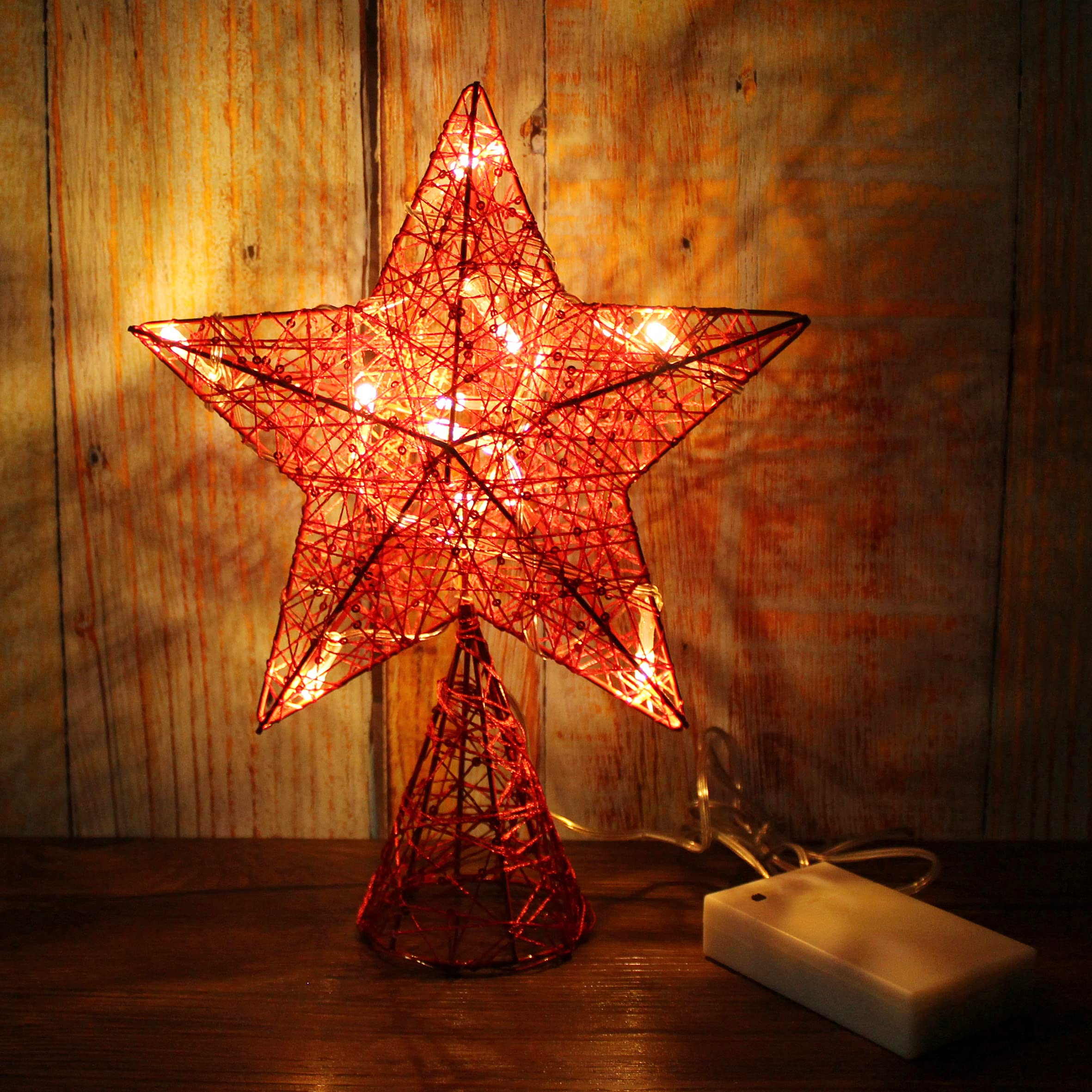 Foto 5 pulgar | Decoración Para Árbol De Navidad Cvhomedeco Red Star Con Luces Led - Venta Internacional.