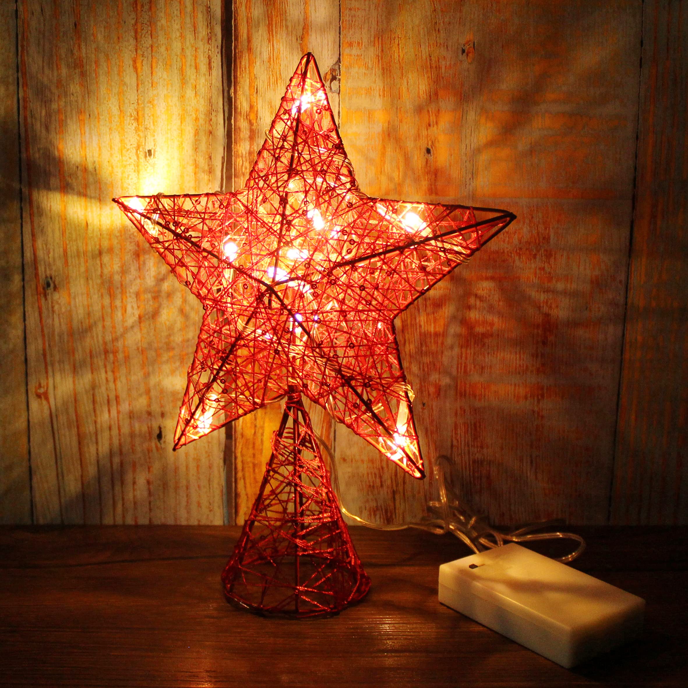 Foto 6 pulgar | Decoración Para Árbol De Navidad Cvhomedeco Red Star Con Luces Led - Venta Internacional.