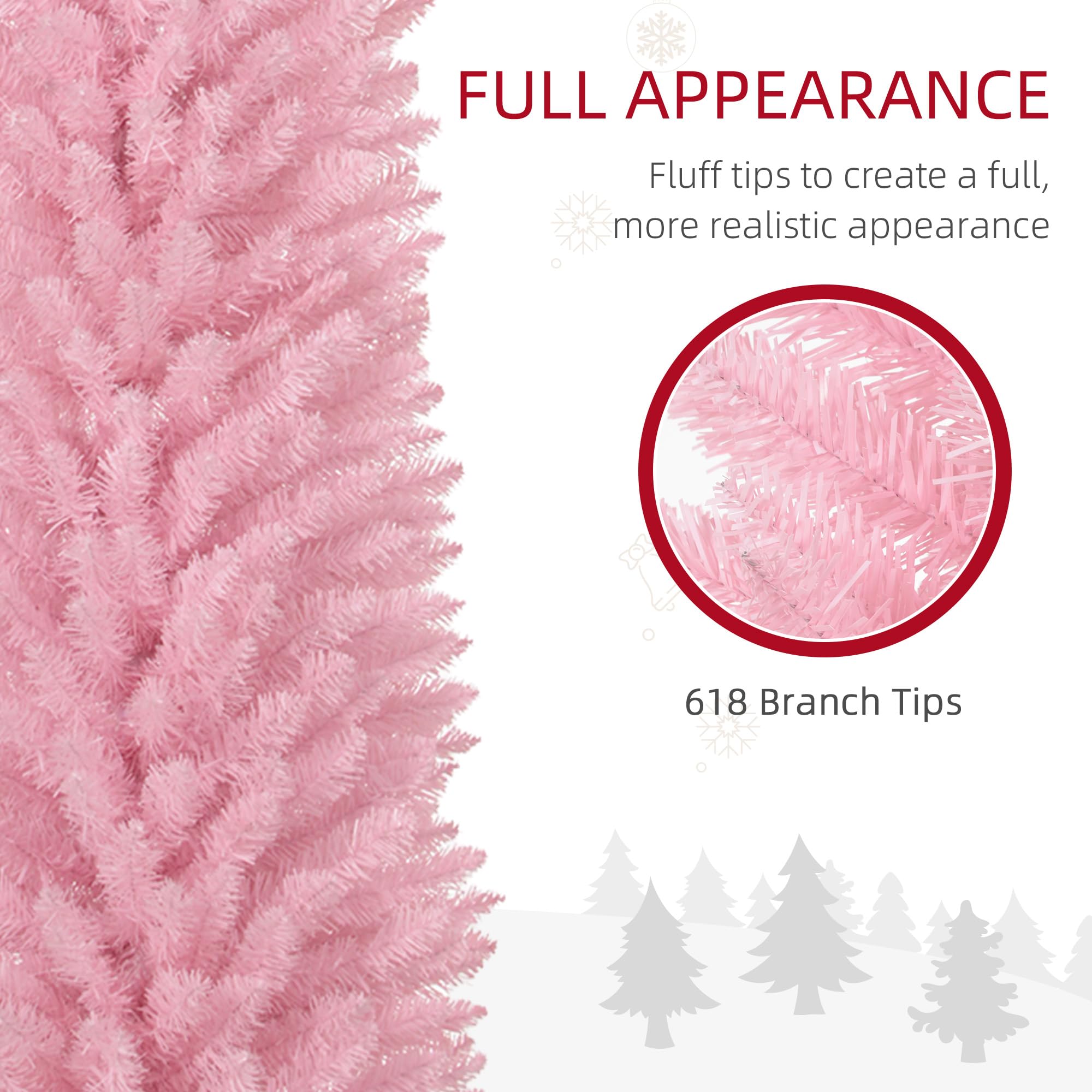 Foto 6 | Lápiz Artificial Christmas Tree Homcom De 240 Cm (8 Pies), Color Rosa Con 618 Puntas - Venta Internacional.