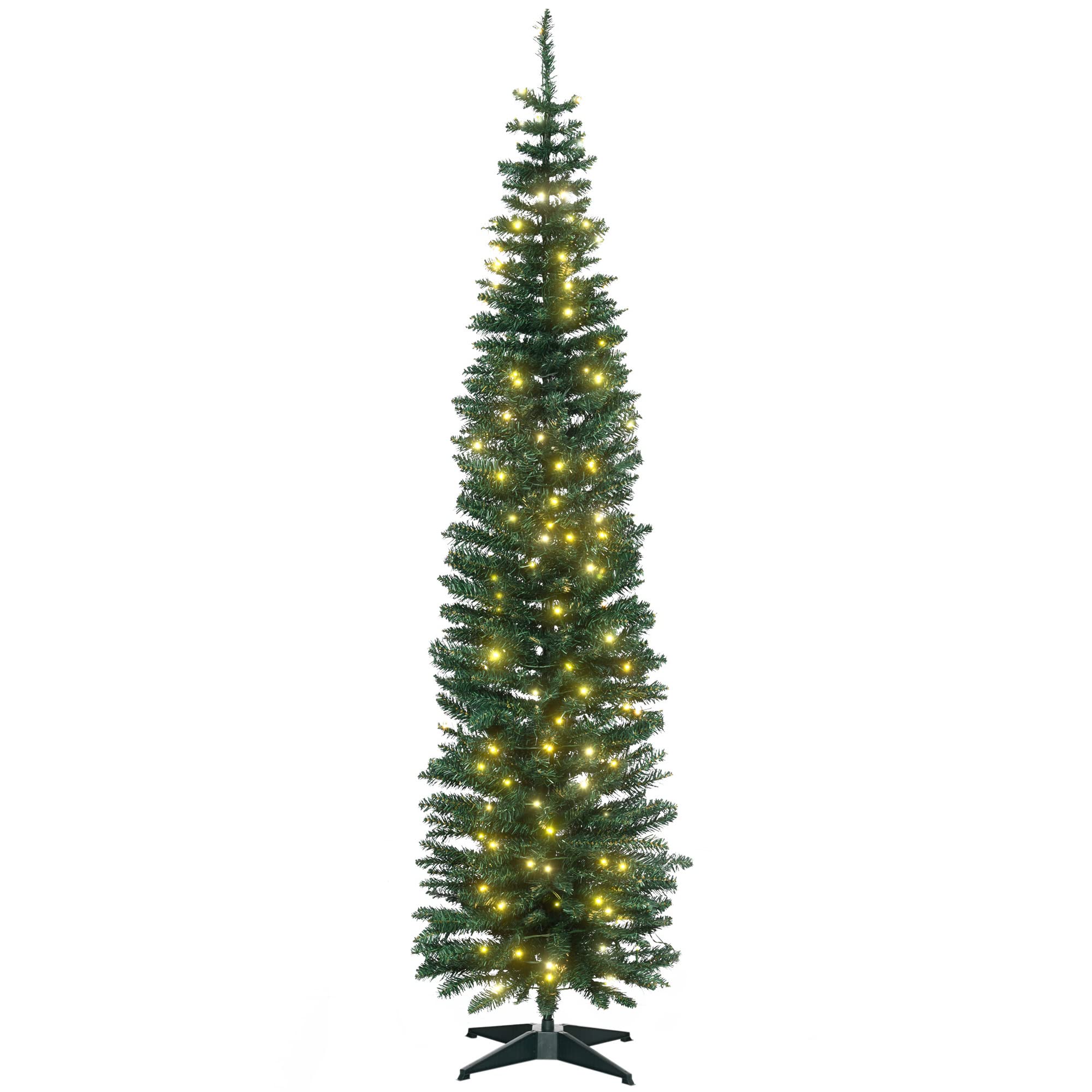 Foto 1 | Árbol De Navidad Homcom, Abeto Noble Delgado, Preiluminado, 7 Pies Con 200 Led - Venta Internacional.