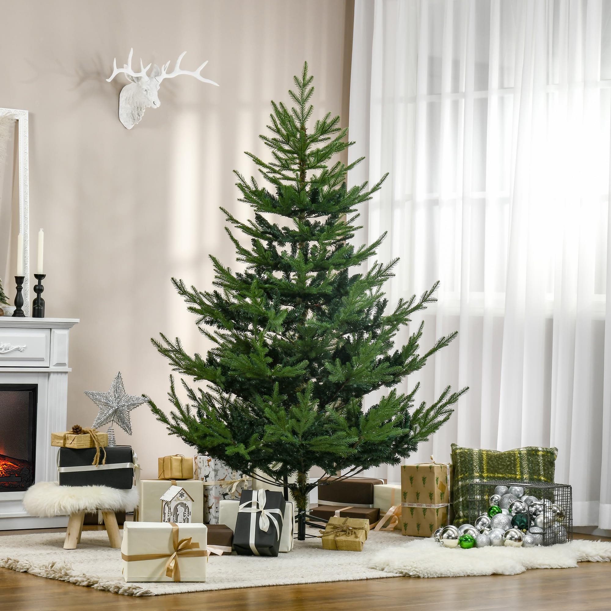 Foto 2 | Árbol De Navidad Homcom De Pino De 6 Pies Con 795 Ramas Y Base De Acero - Venta Internacional.