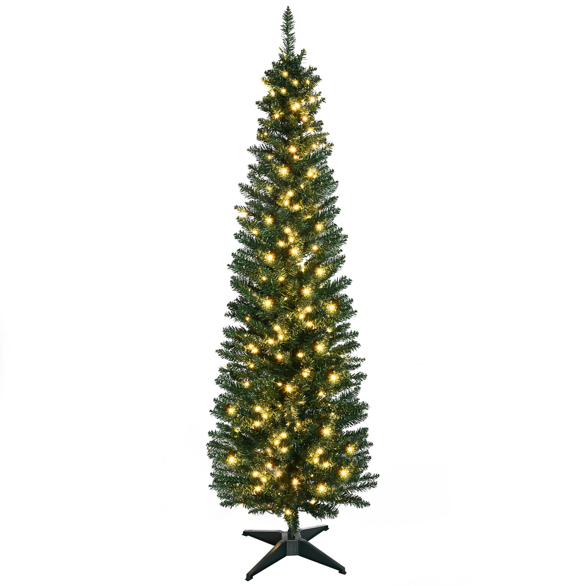 Foto 2 pulgar | Árbol De Navidad Homcom, Abeto Noble Delgado, Preiluminado, De 6 Pies Con 200 Led - Venta Internacional.