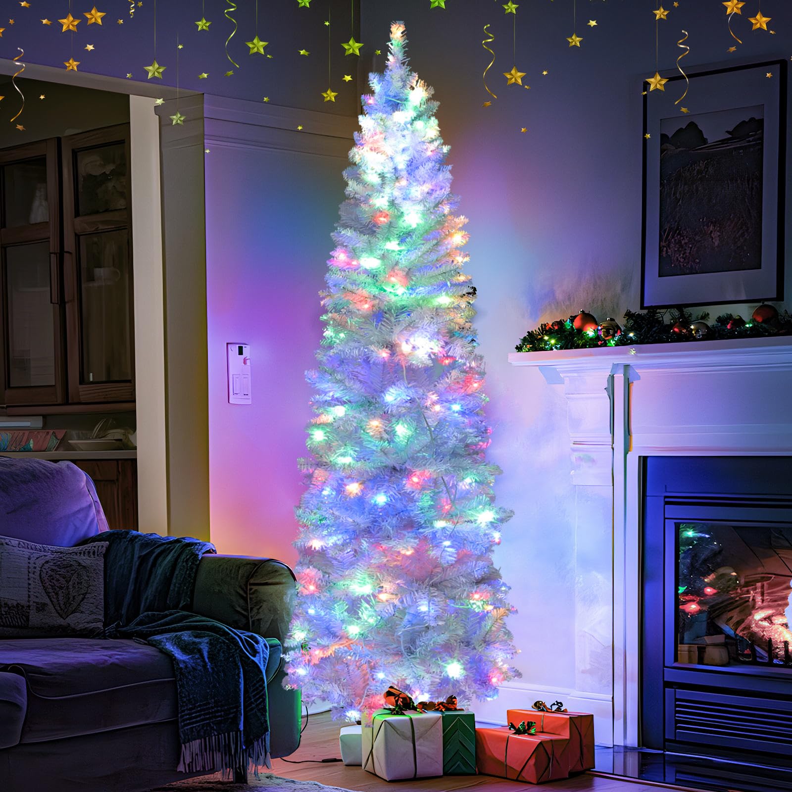 Foto 6 | Árbol De Navidad Turnmeon Con Doble Cambio De Color, 6 Pies, Con 240 Luces - Venta Internacional.