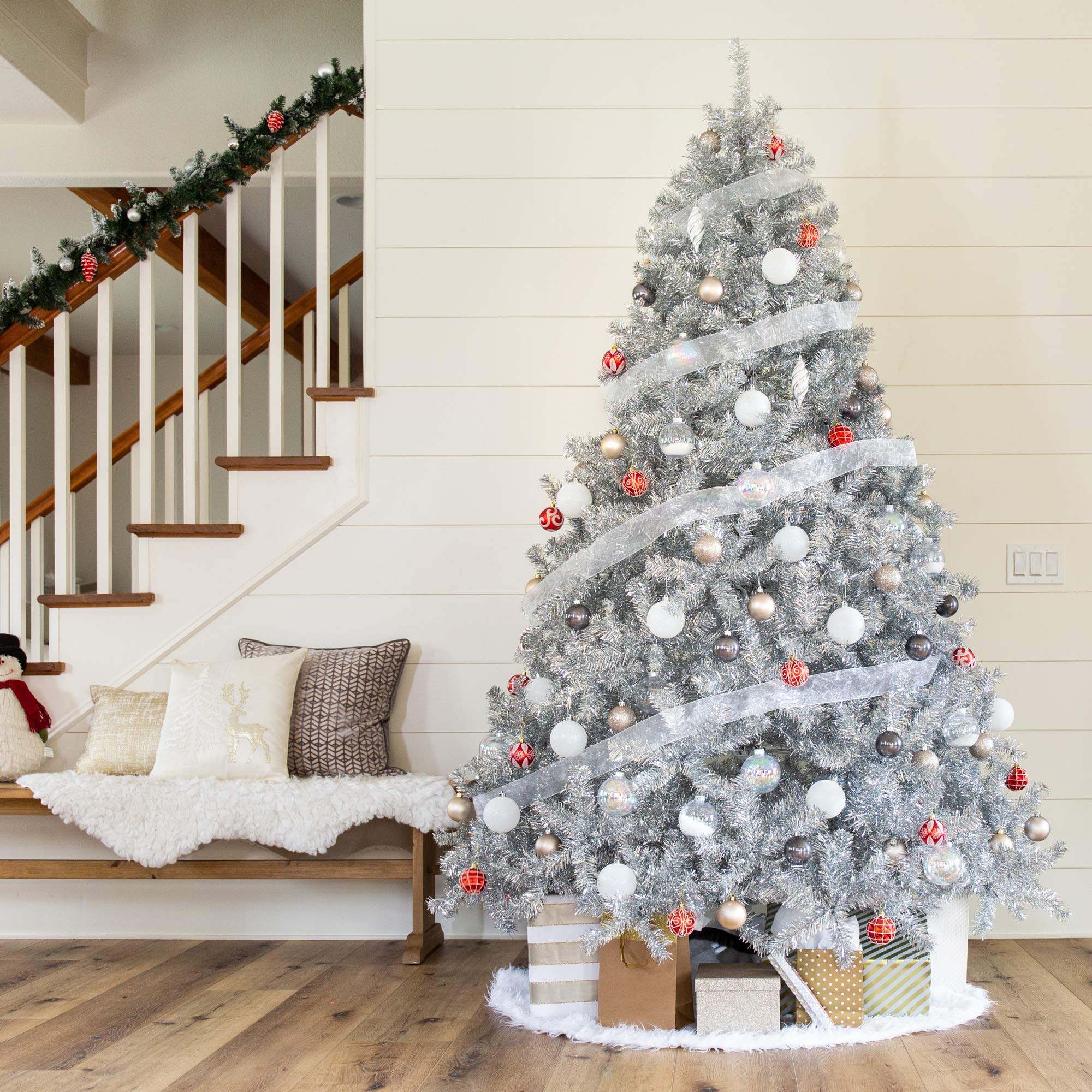Foto 2 | Árbol De Navidad Best Choice Products, Oropel Plateado, 7.5 Pies - Venta Internacional.
