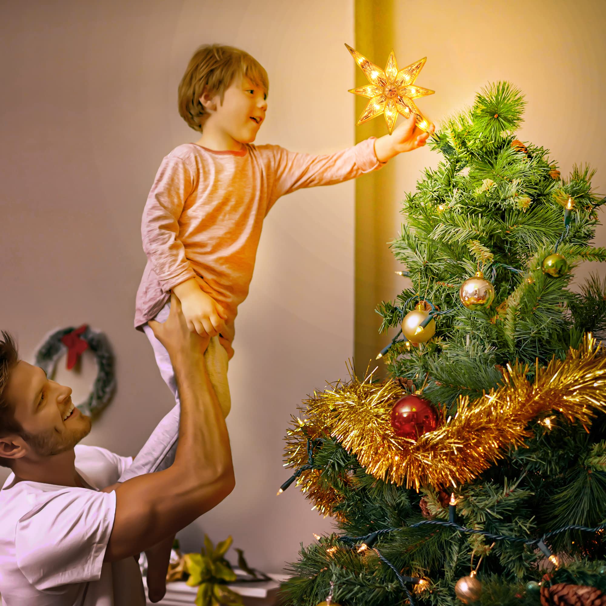 Foto 6 | Decoración Para Árbol De Navidad Con Forma De Estrella De Belén 11, Color Blanco Cálido - Venta Internacional.