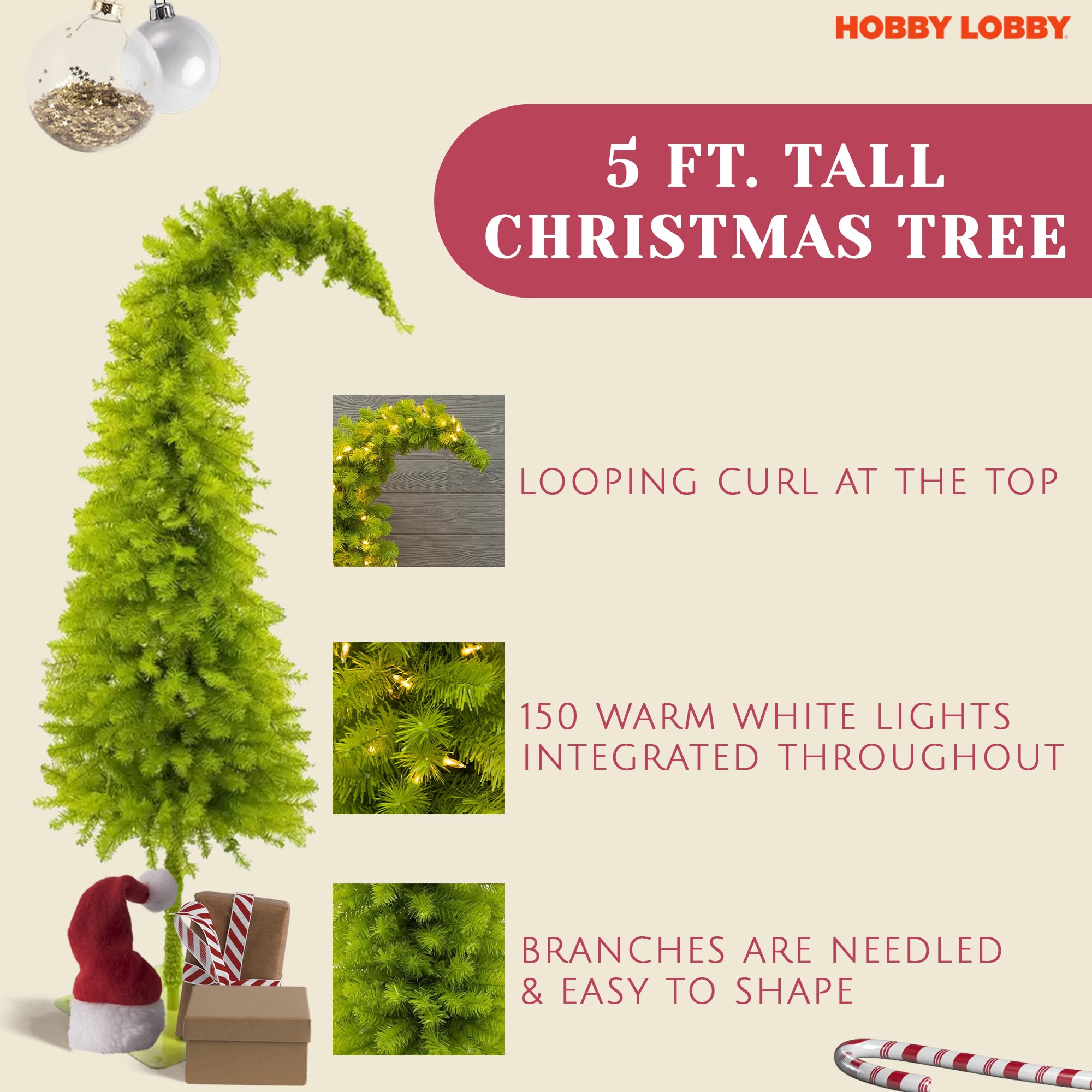 Foto 5 pulgar | Lobby Christmas Tree Hobby De 5 Pies Con Soporte Y Luces Led - Venta Internacional.