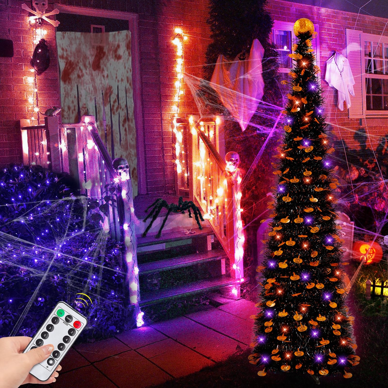 Foto 7 pulgar | [árbol De Navidad] Árbol De Halloween Turnmeon De 6 Pies Y 60 Led - Venta Internacional.