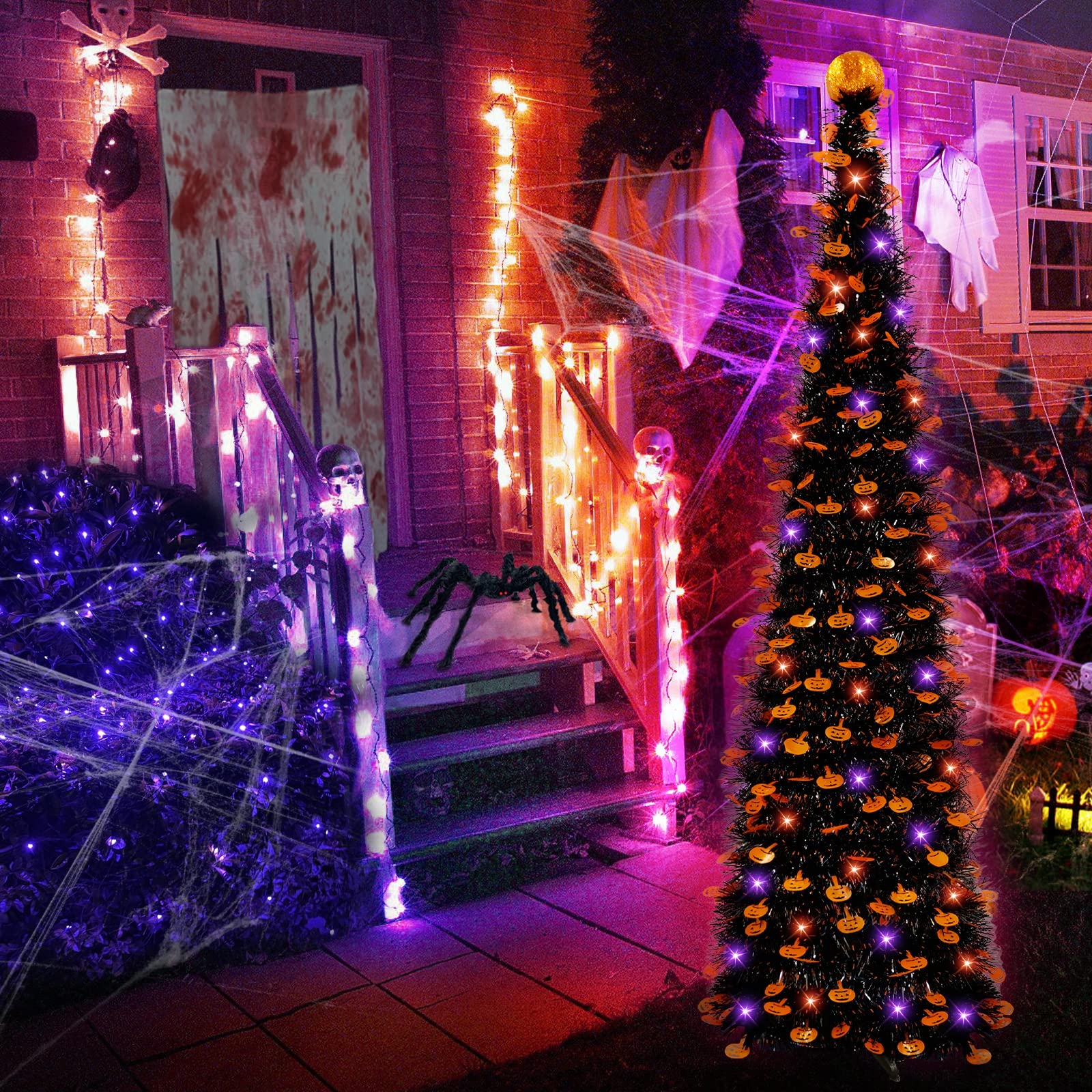 Foto 8 pulgar | [árbol De Navidad] Árbol De Halloween Turnmeon De 6 Pies Y 60 Led - Venta Internacional.