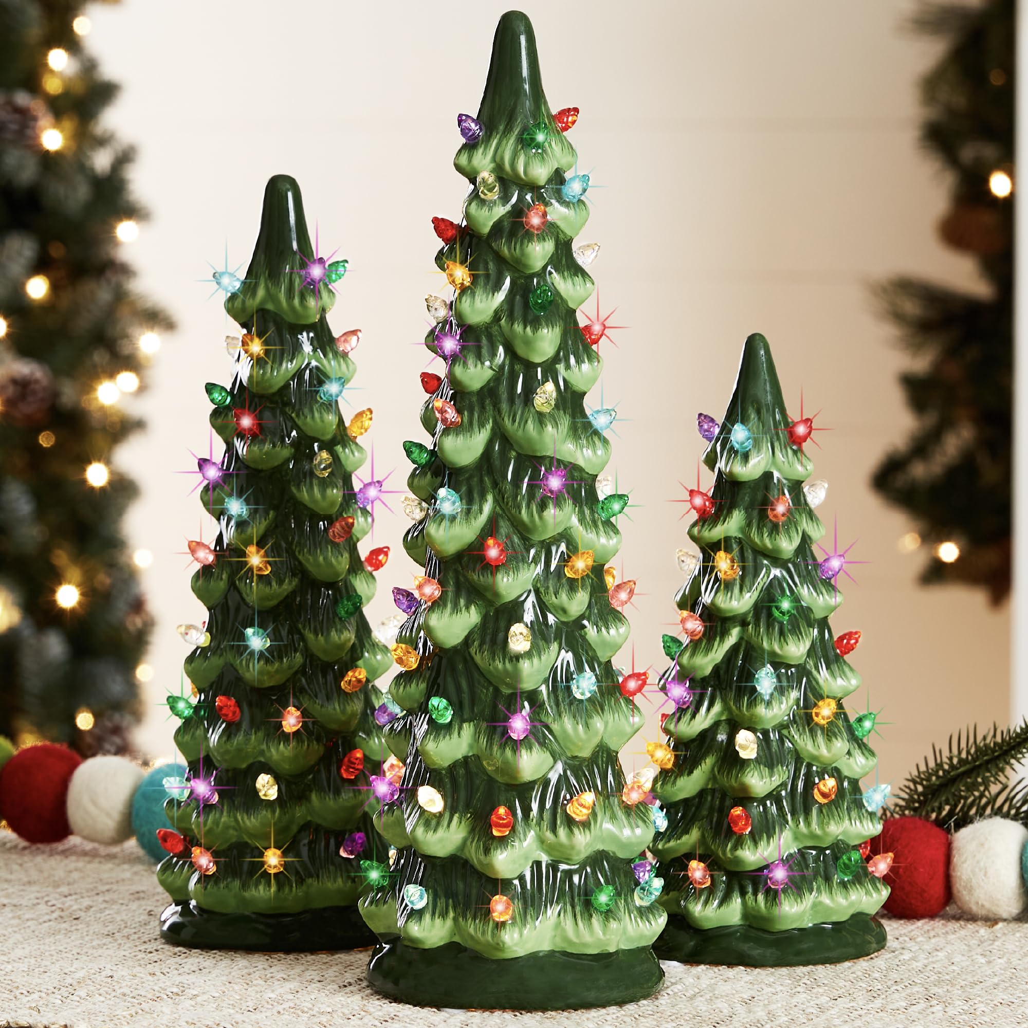 Juego De 3 Árboles De Navidad De Cerámica Best Choice Products - Venta Internacional. $1,508
