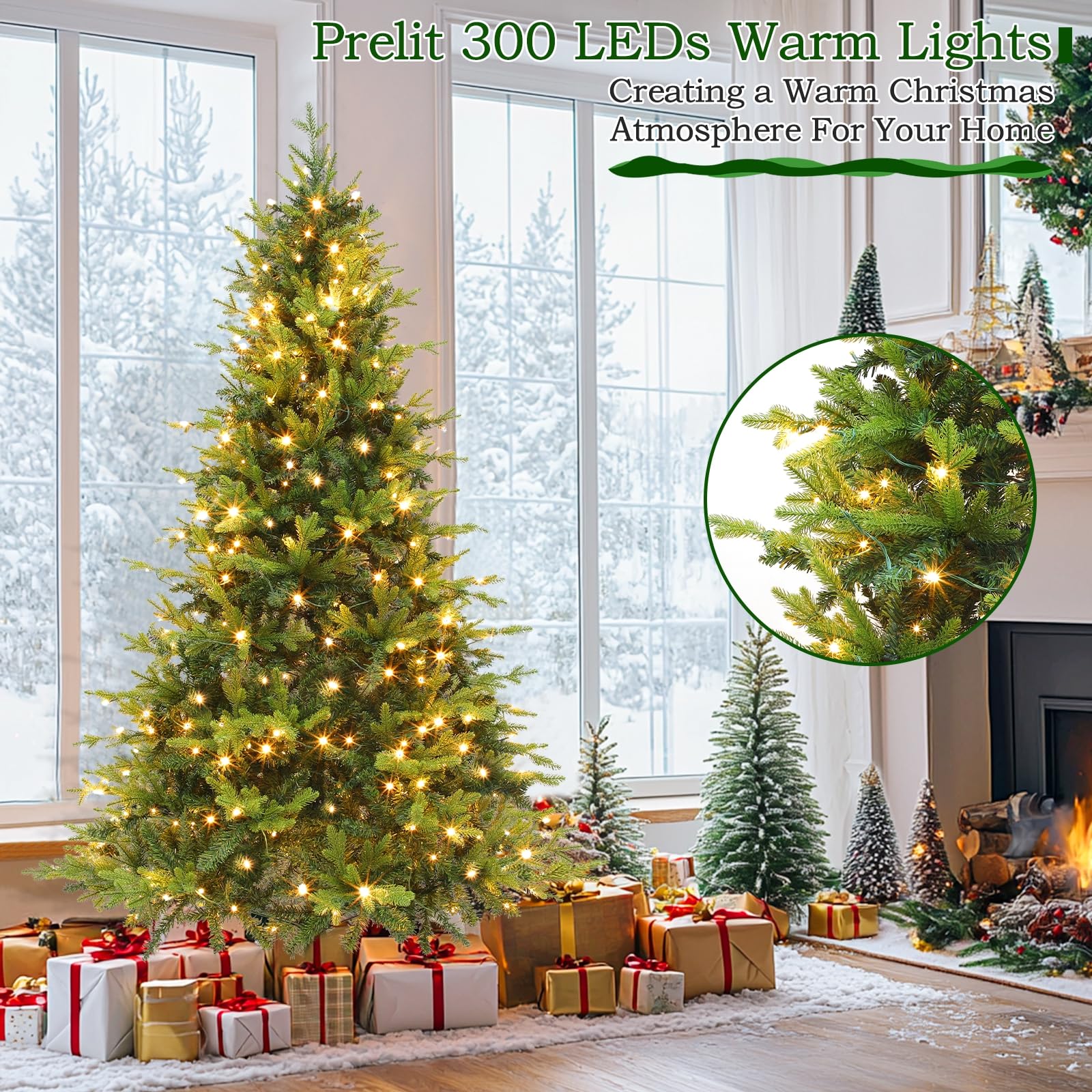 Foto 6 pulgar | Árbol De Navidad Turnmeon Prelit Fraser Fir De 6 Pies Con 300 Led - Venta Internacional.