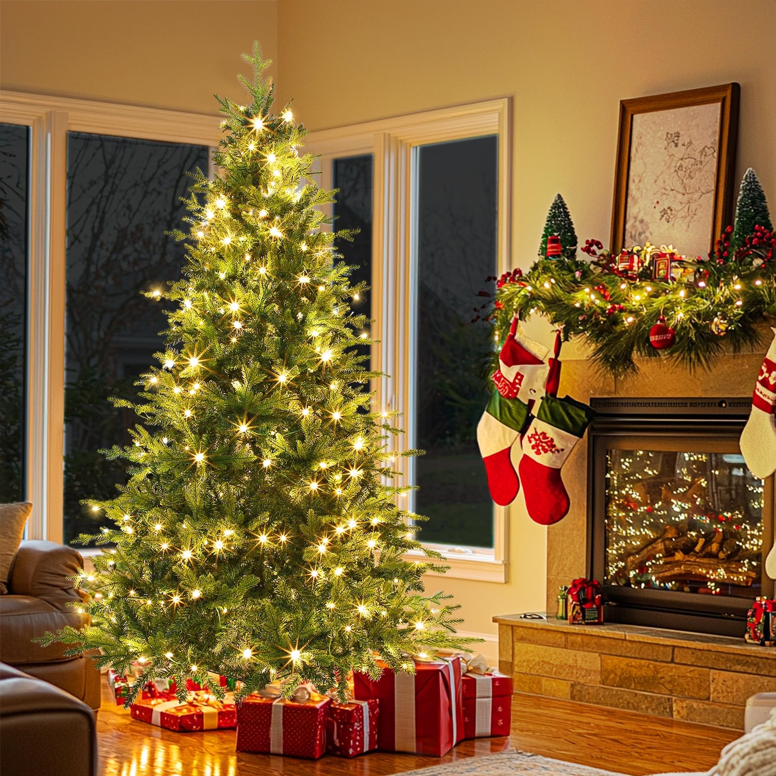 Foto 7 pulgar | Árbol De Navidad Turnmeon Prelit Fraser Fir De 6 Pies Con 300 Led - Venta Internacional.