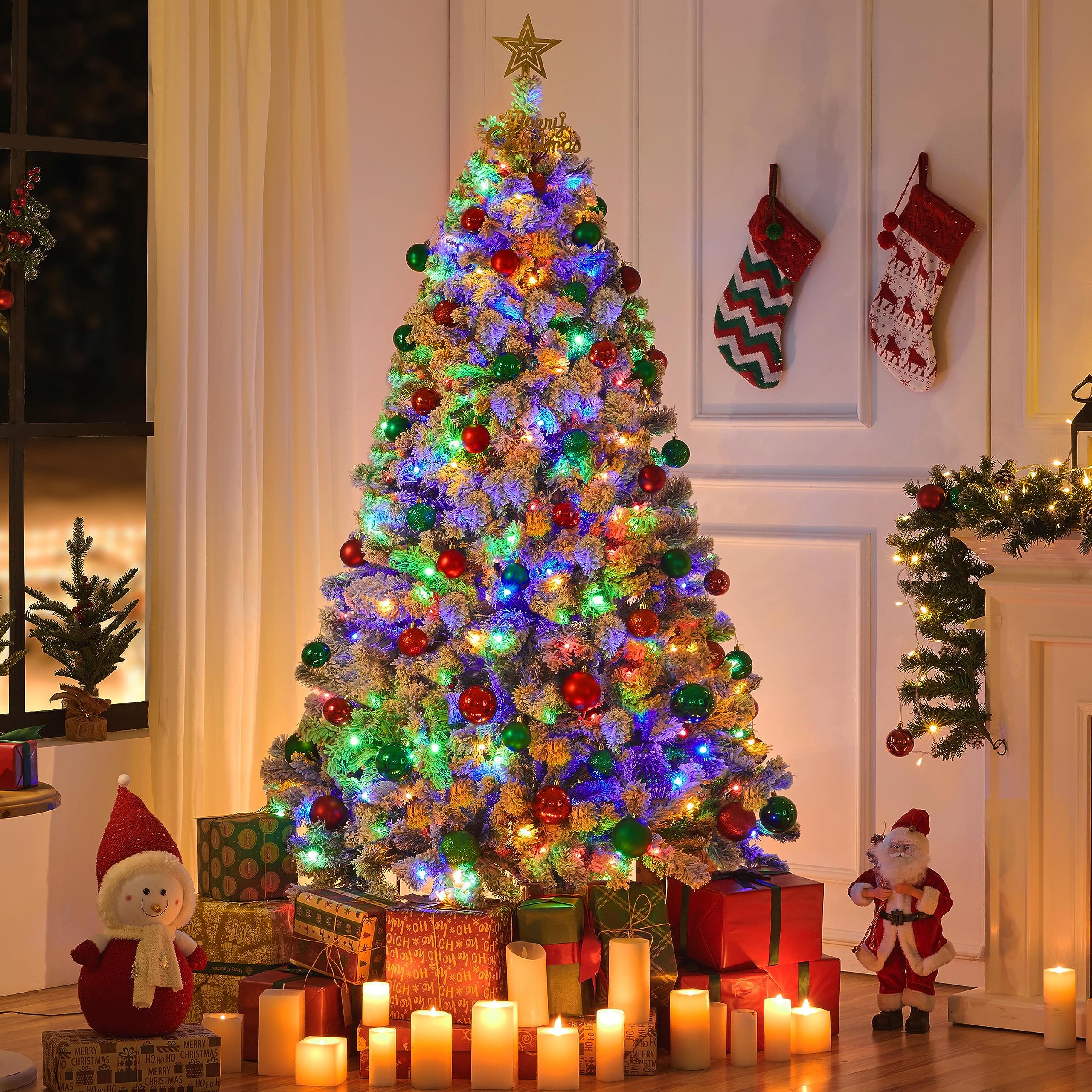 Foto 3 pulgar | Árbol De Navidad Yaheetech, Abeto Preiluminado De 6 Pies Con 250 Luces Led - Venta Internacional.