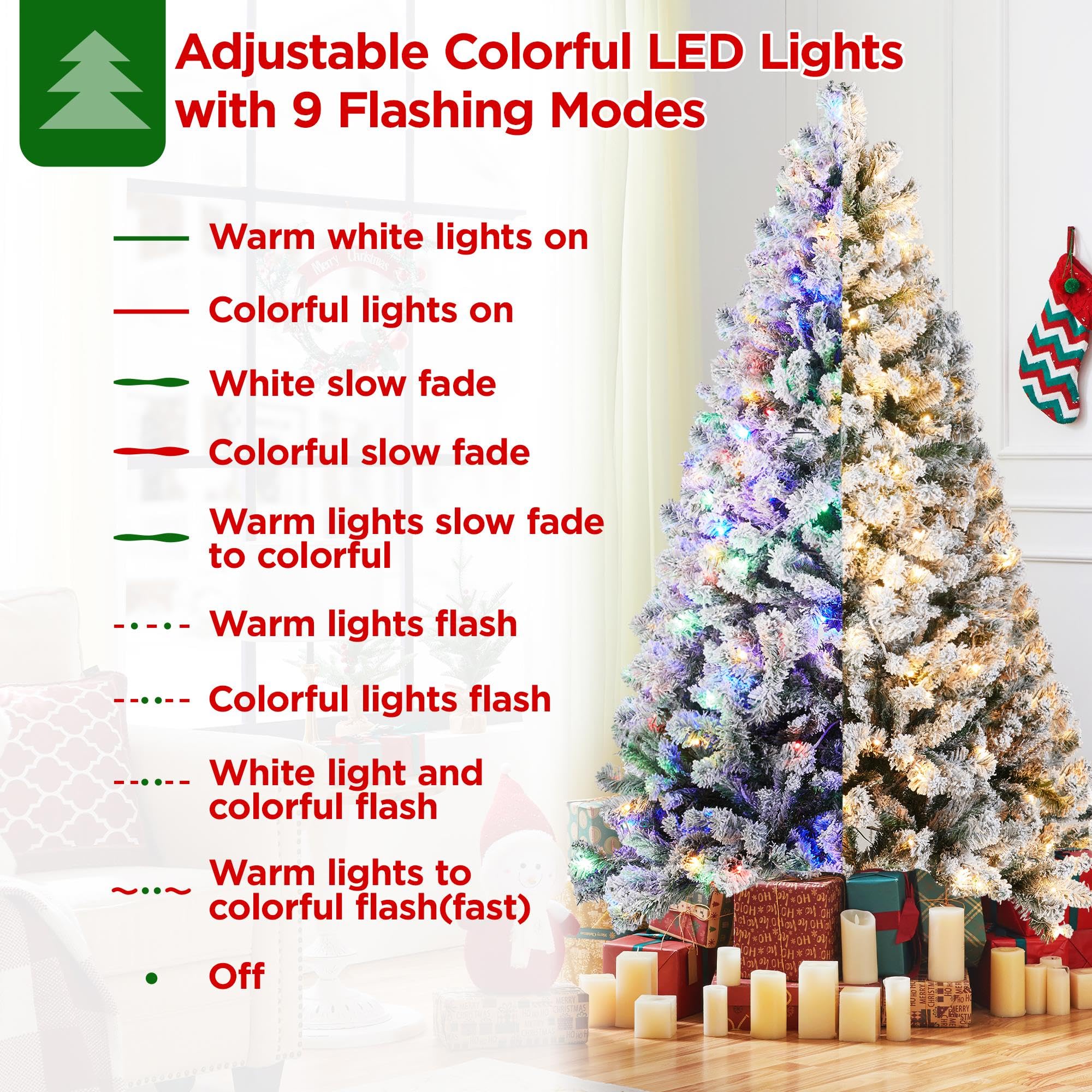 Foto 6 pulgar | Árbol De Navidad Yaheetech, Abeto Preiluminado De 6 Pies Con 250 Luces Led - Venta Internacional.