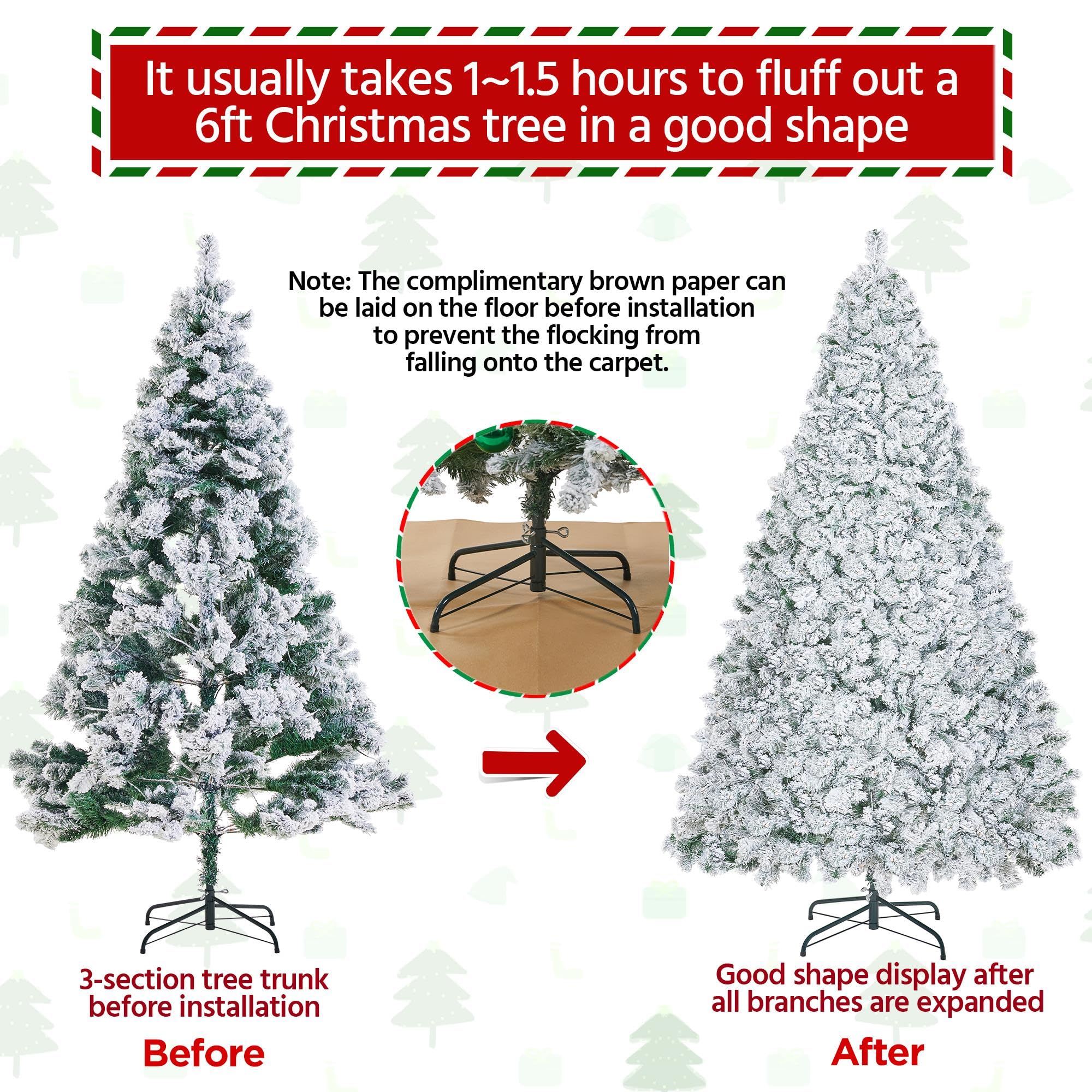 Foto 7 pulgar | Árbol De Navidad Yaheetech, Abeto Preiluminado De 6 Pies Con 250 Luces Led - Venta Internacional.