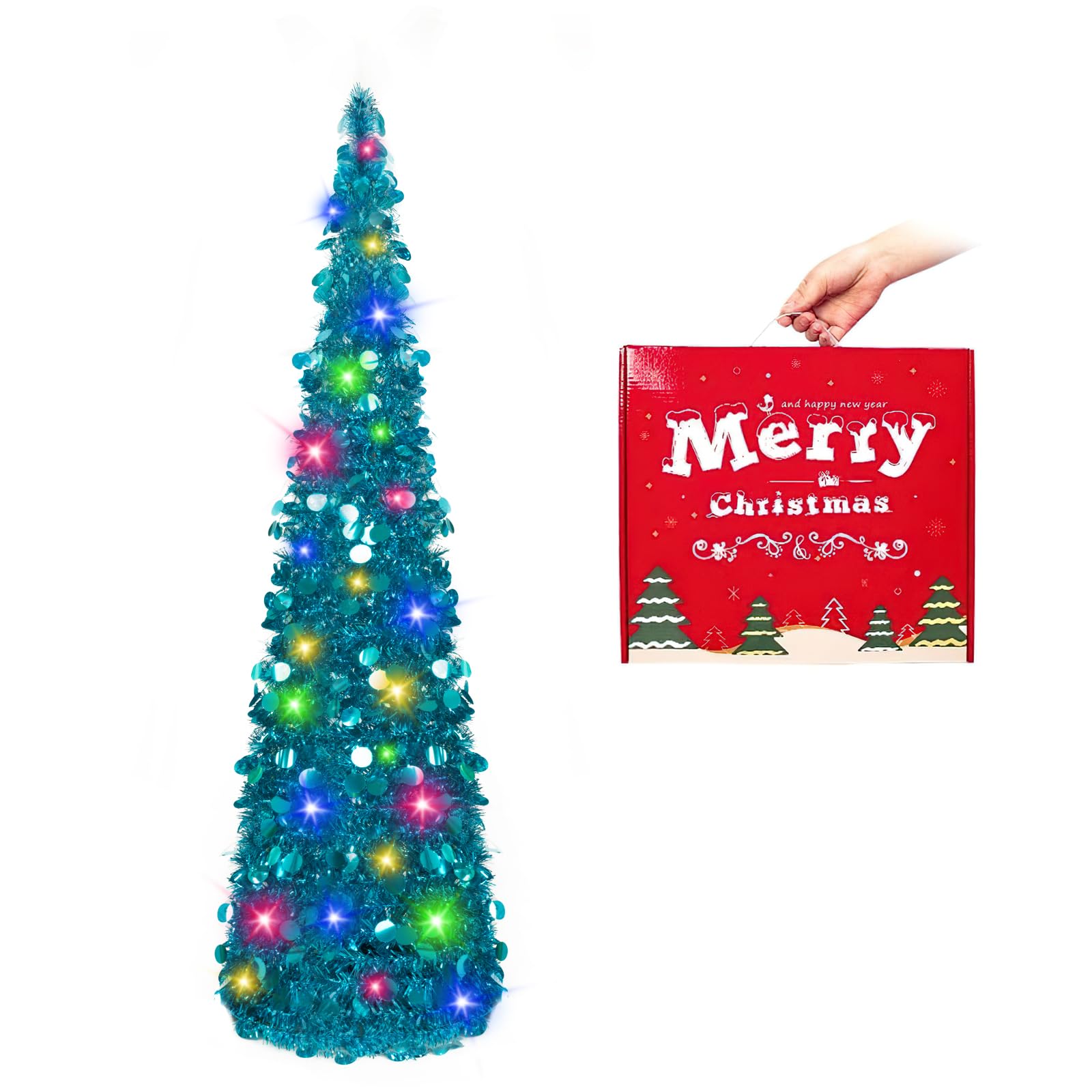 Foto 2 pulgar | Árbol De Navidad Macting Desplegable De 1,5 M Con Luces Y Soporte, Color Azul - Venta Internacional.